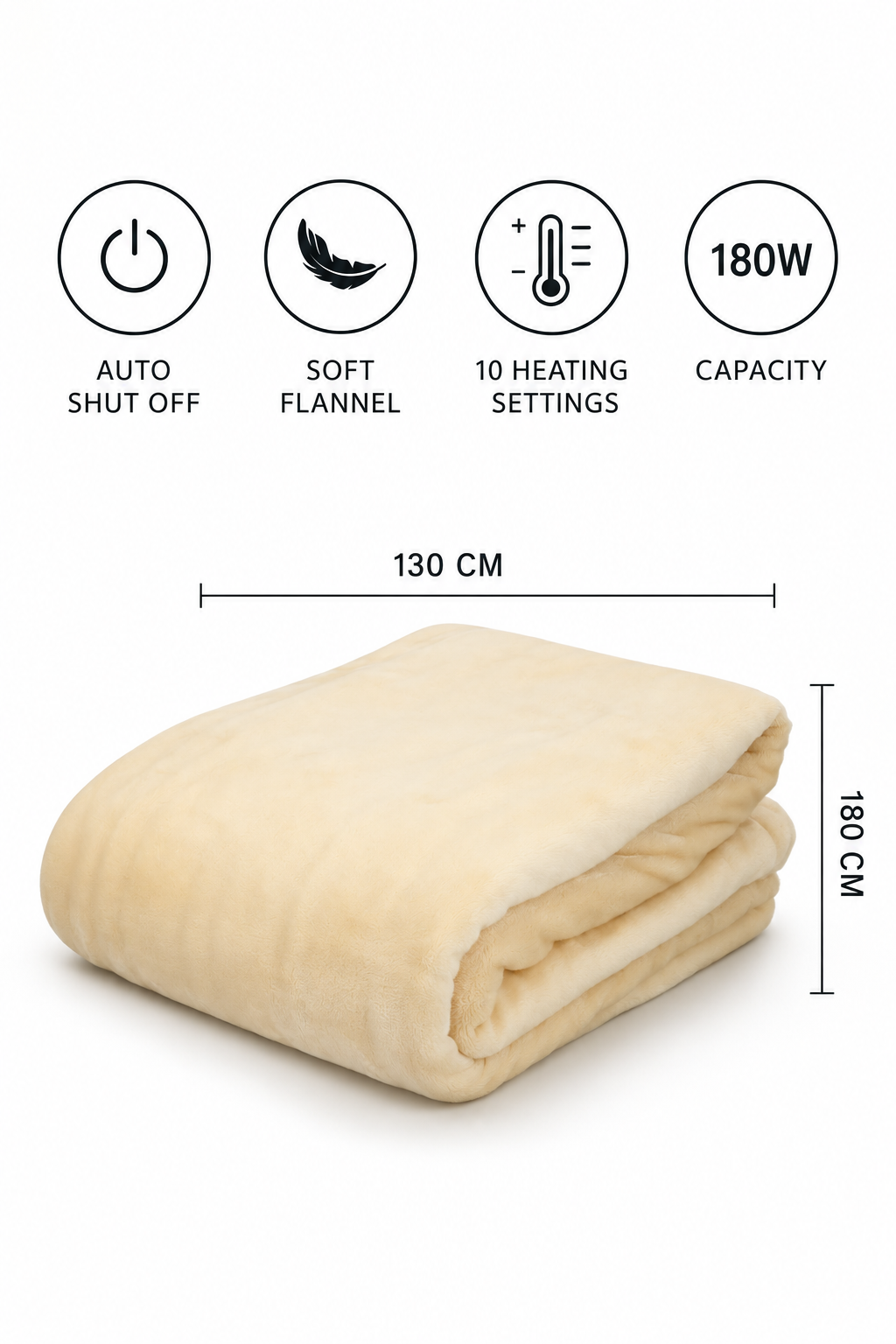 Elektrische Heizdecke - 130x180 – beige