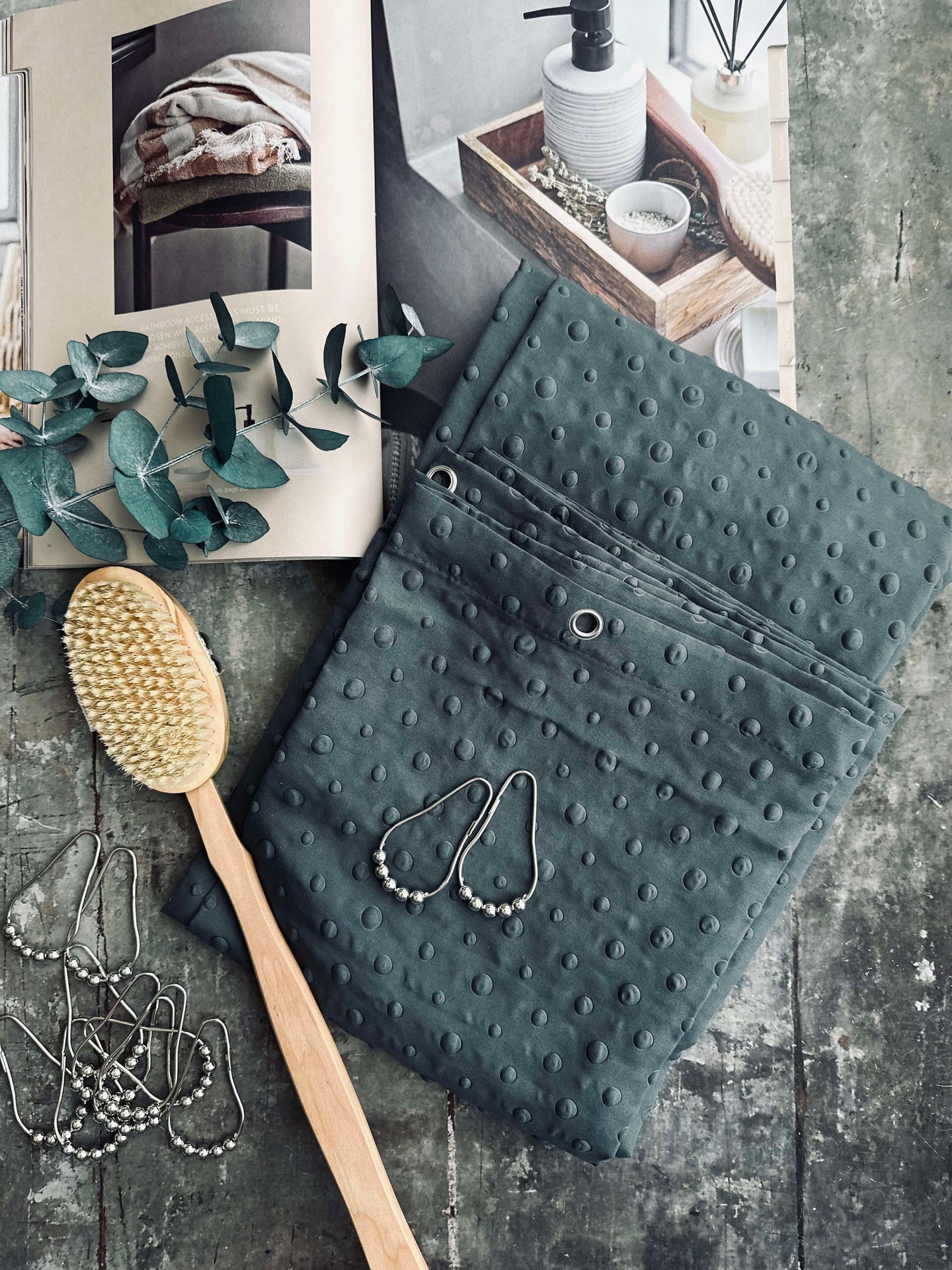 Duschvorhang Dot Grau / Blau