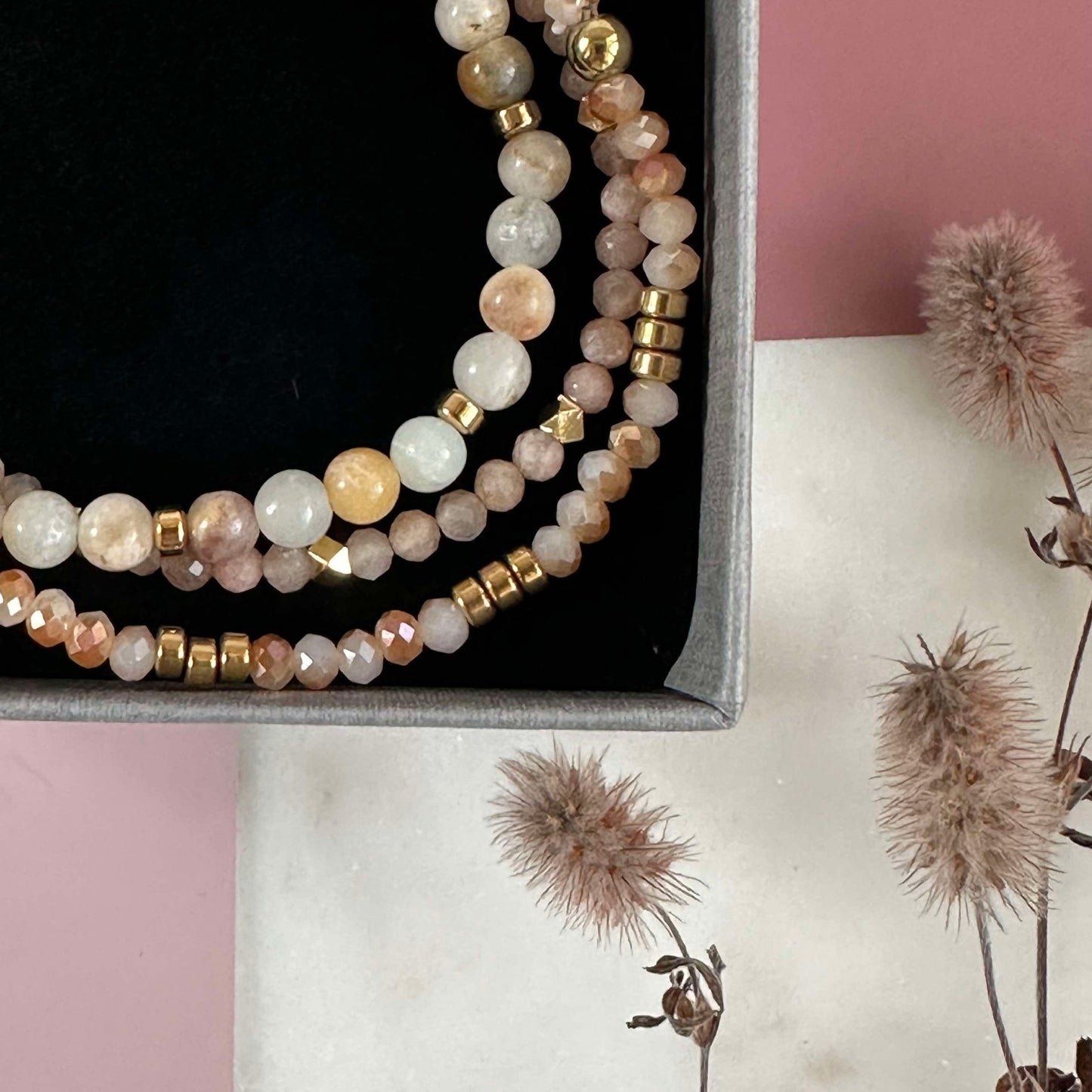 Armband Natur / Gold - Set mit 3 Armbändern