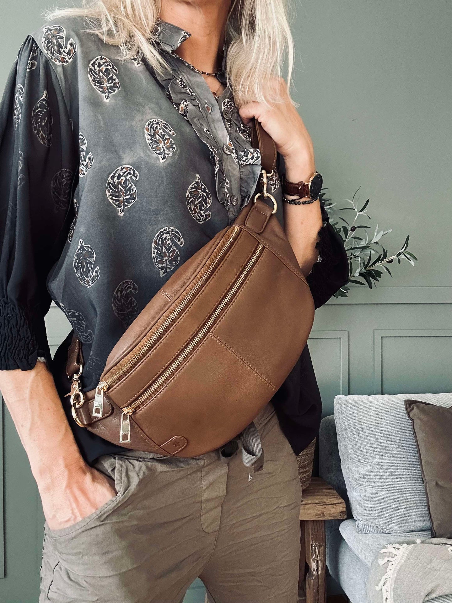Bumbag Astrid - Kaffee / Gold