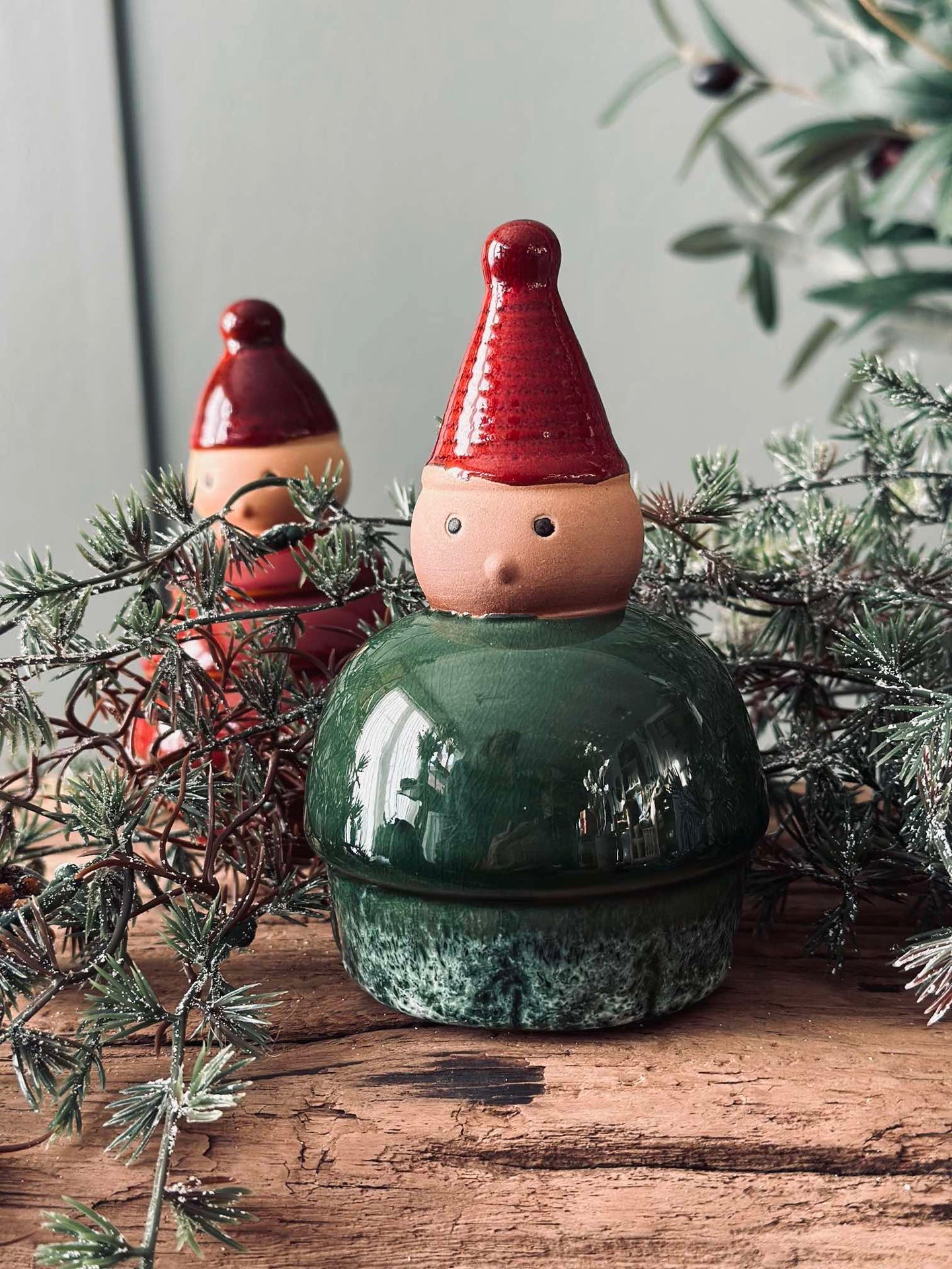 Weihnachtsmann Keramik - Grün