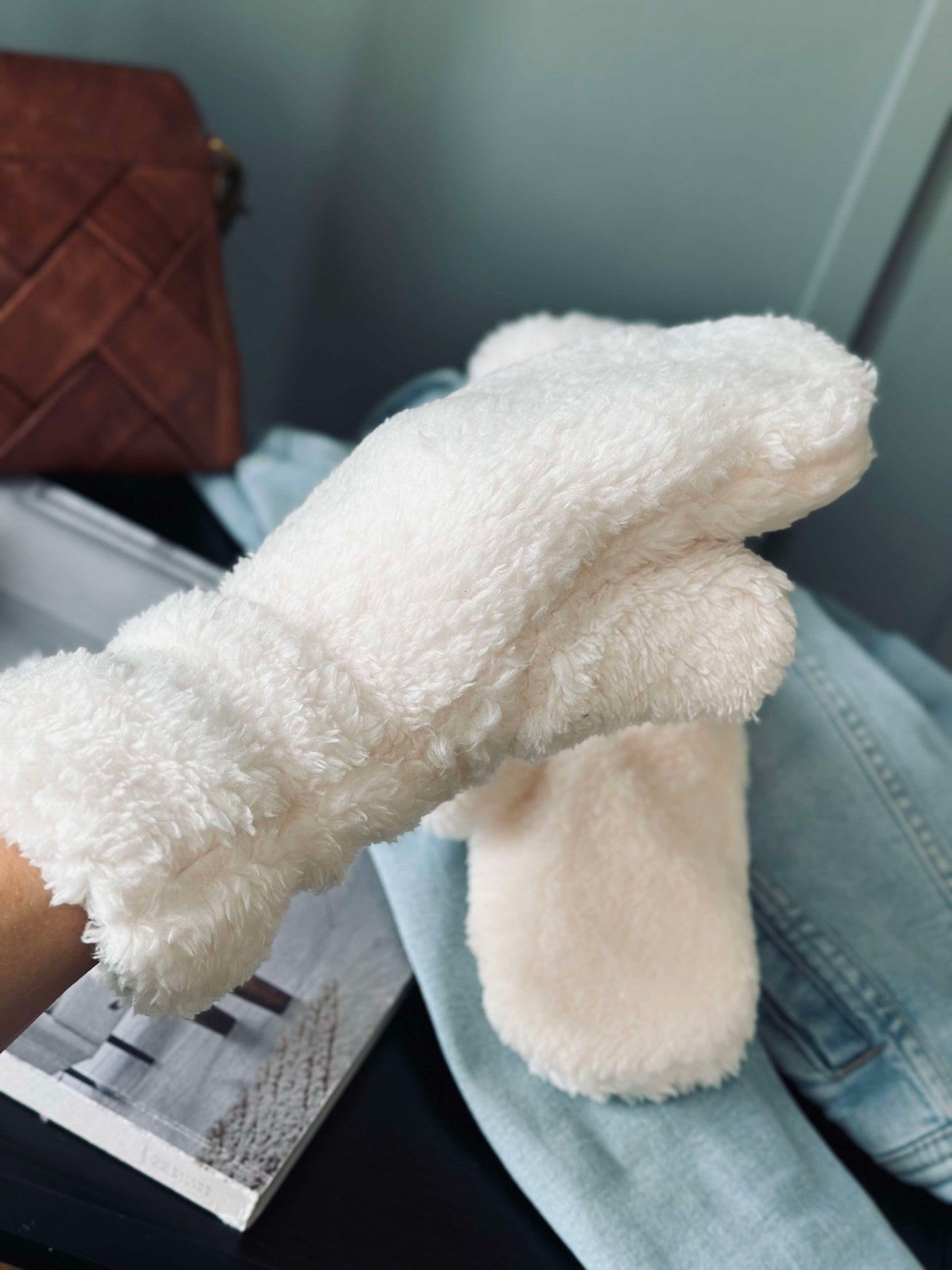 Fäustlinge - Weißes Fleece