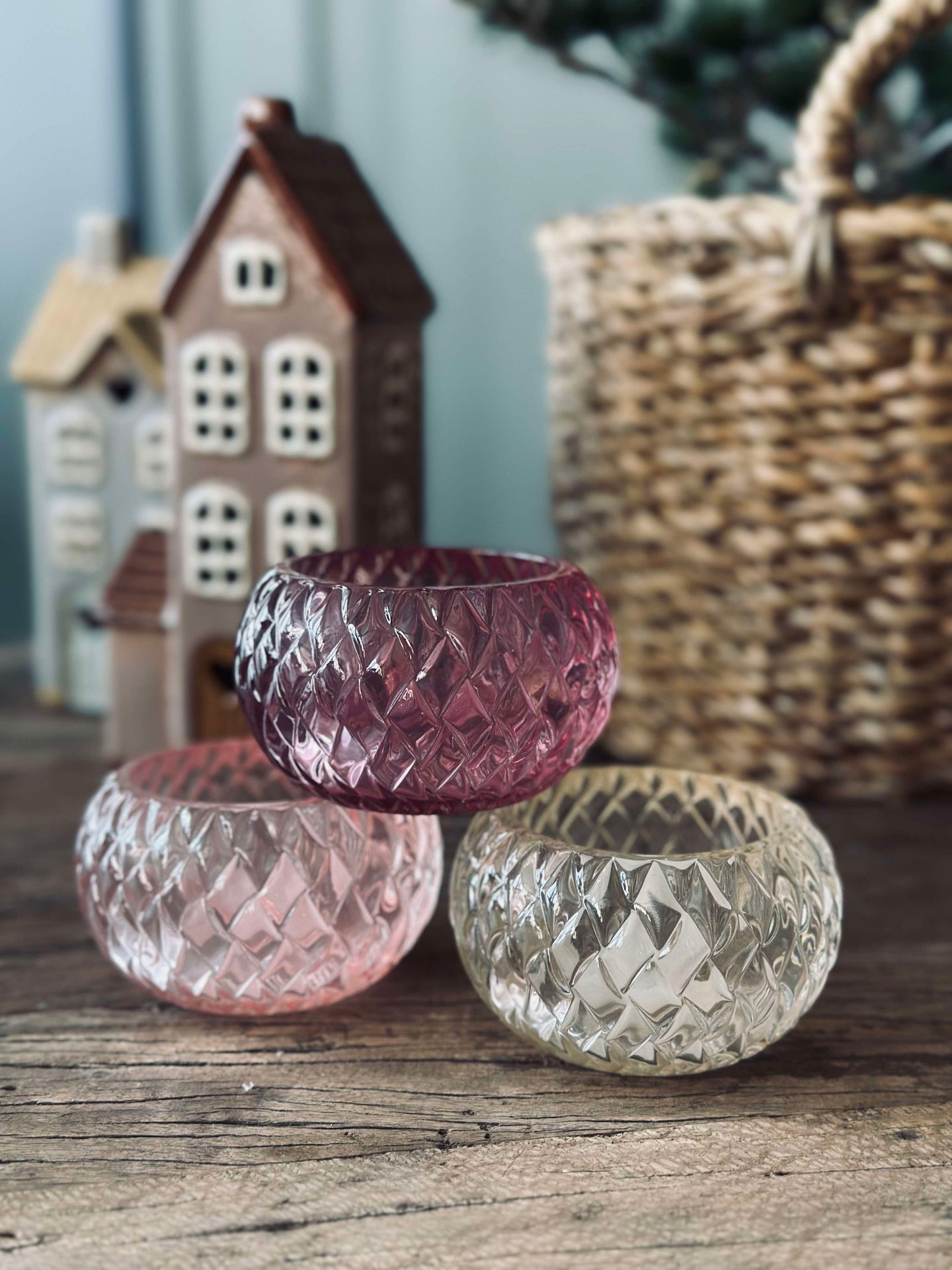 Teelichthalter für Teelichter Diamond - Light Pink