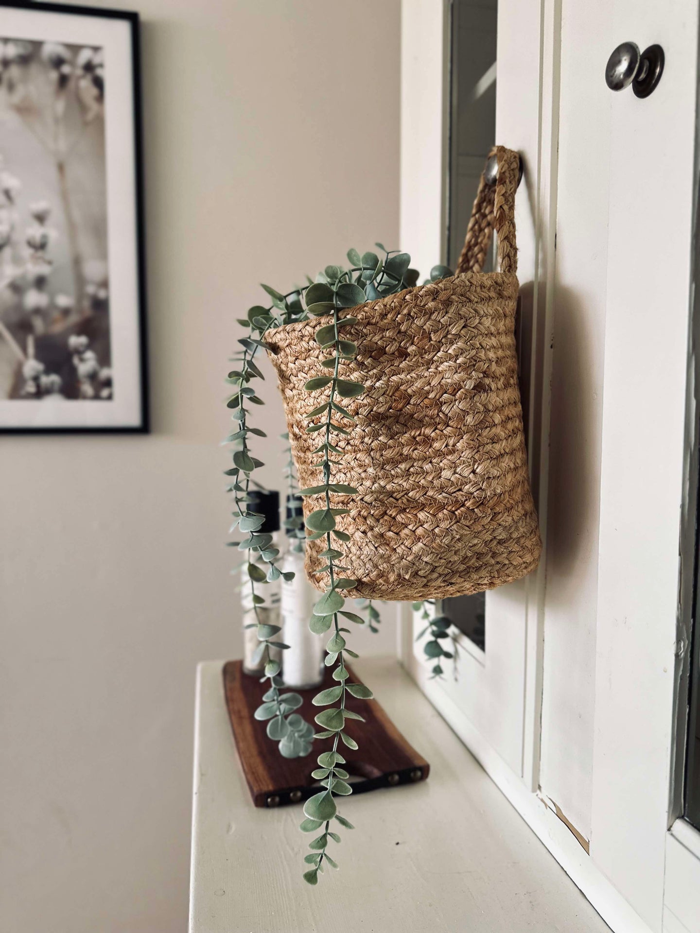 Hängekorb mit Henkel - Jute medium