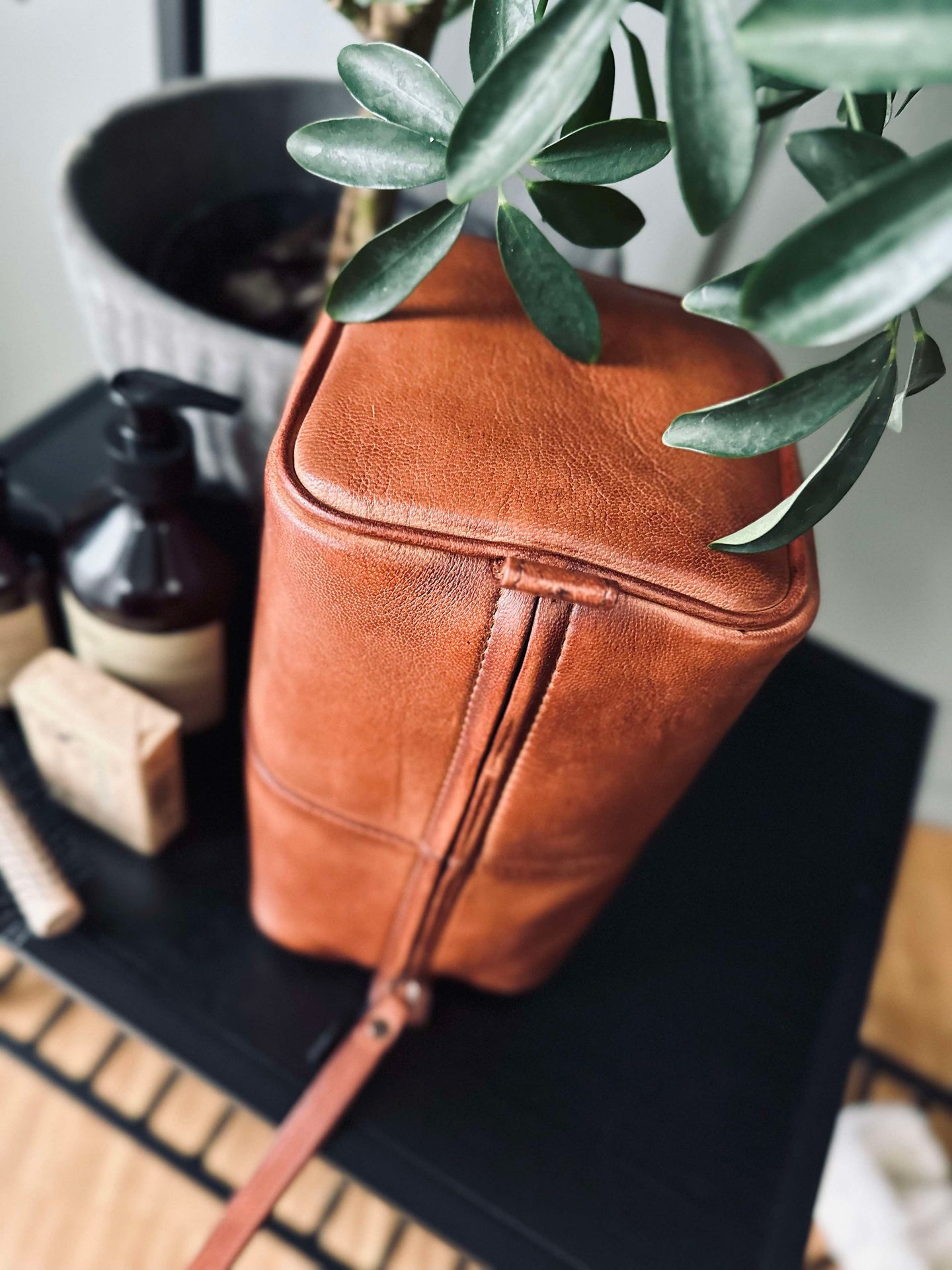 Kulturbeutel Roy Cognac