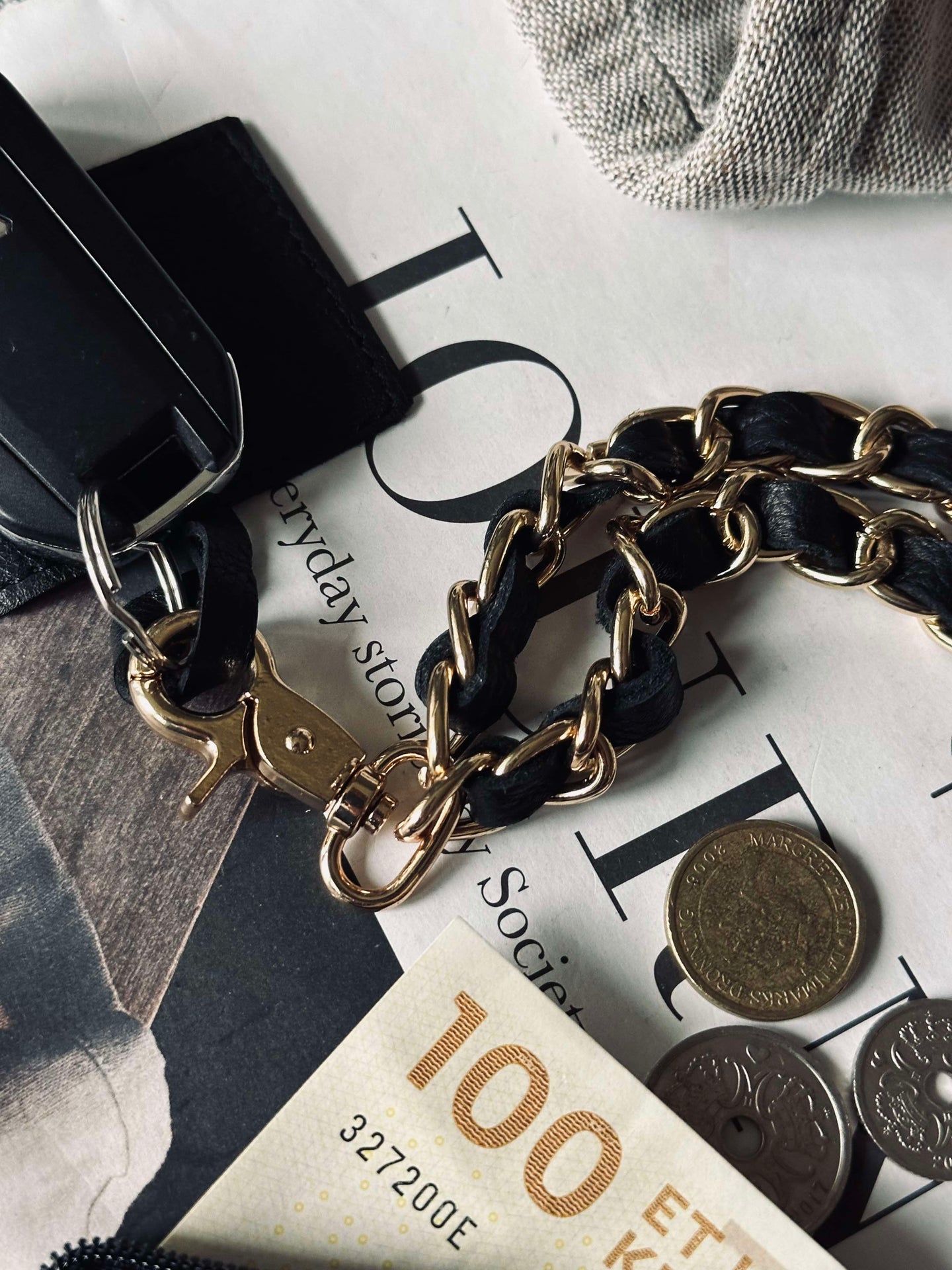 Handy-/Schlüsselband – Black leather