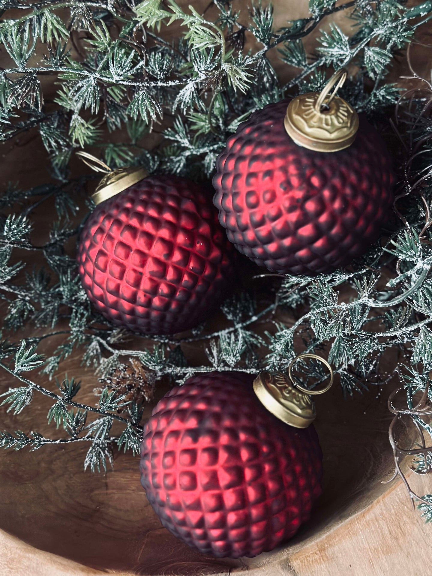 Weihnachtskugeln aus Glas Rot - Packung mit 3 Stk.