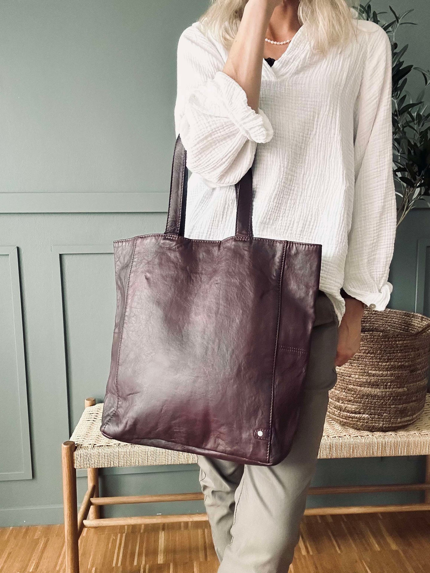 Shopper Cranberry - Weiches Kalbsleder
