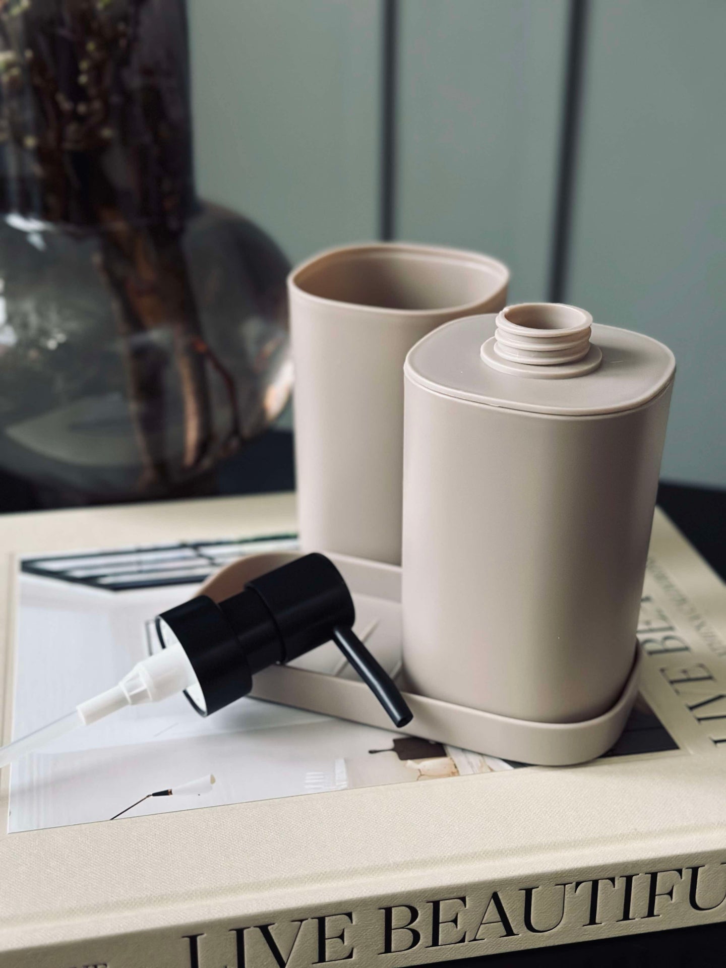 Dispenser-Set in Beige - Set aus 3 Teilen