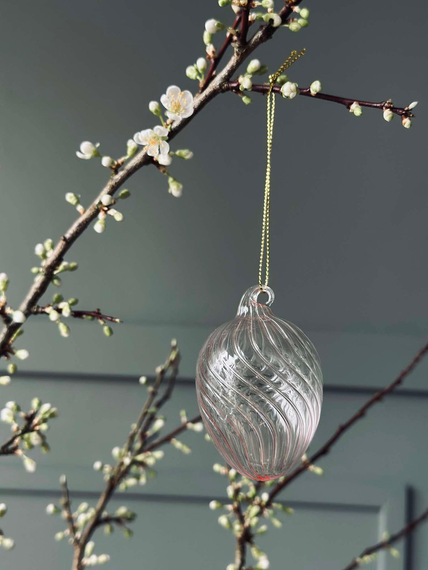 Hängende Glas-Eier mit Streifen - 3 Stk. Rosa