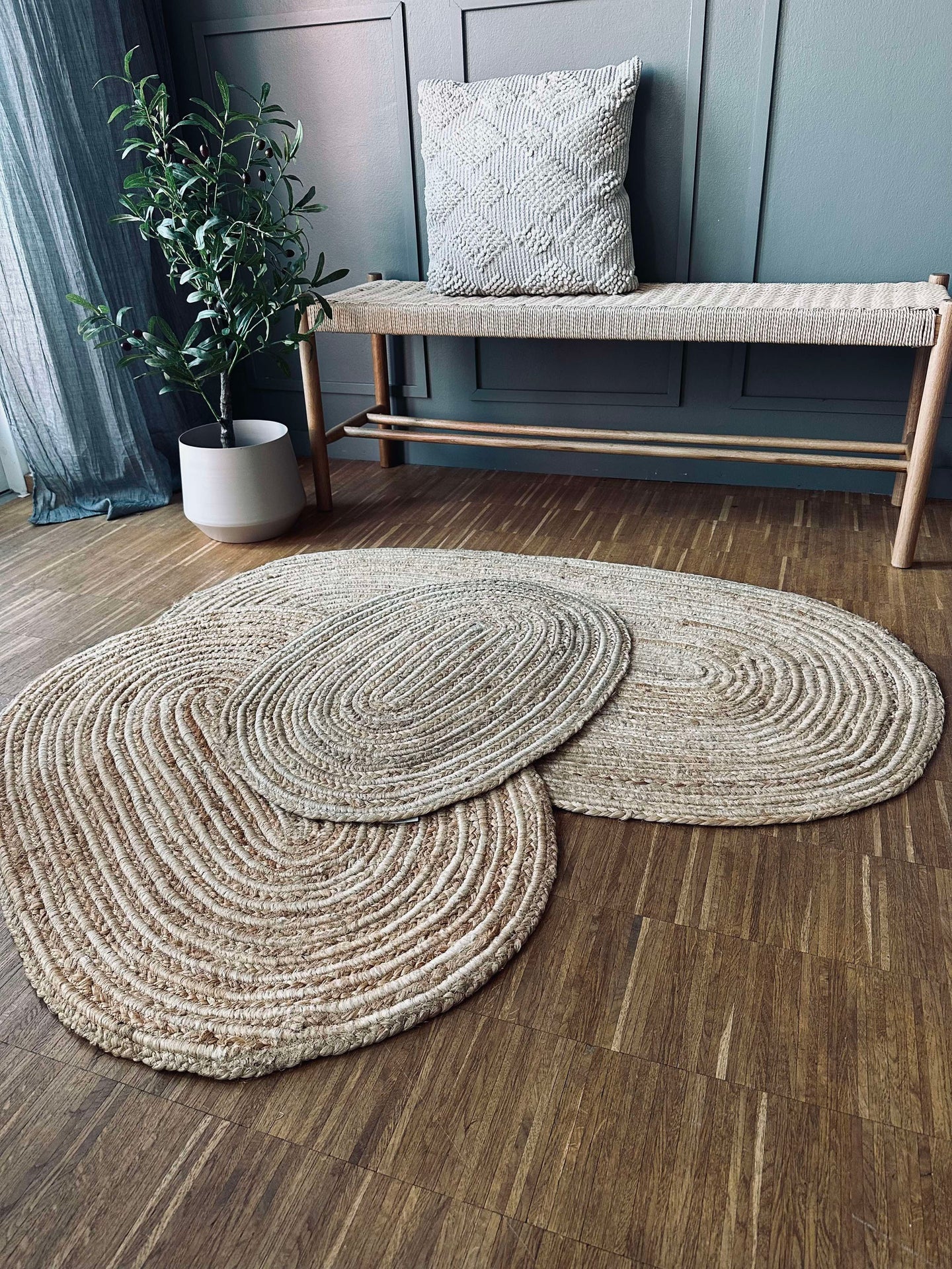 Geflochtener Juteteppich - Oval