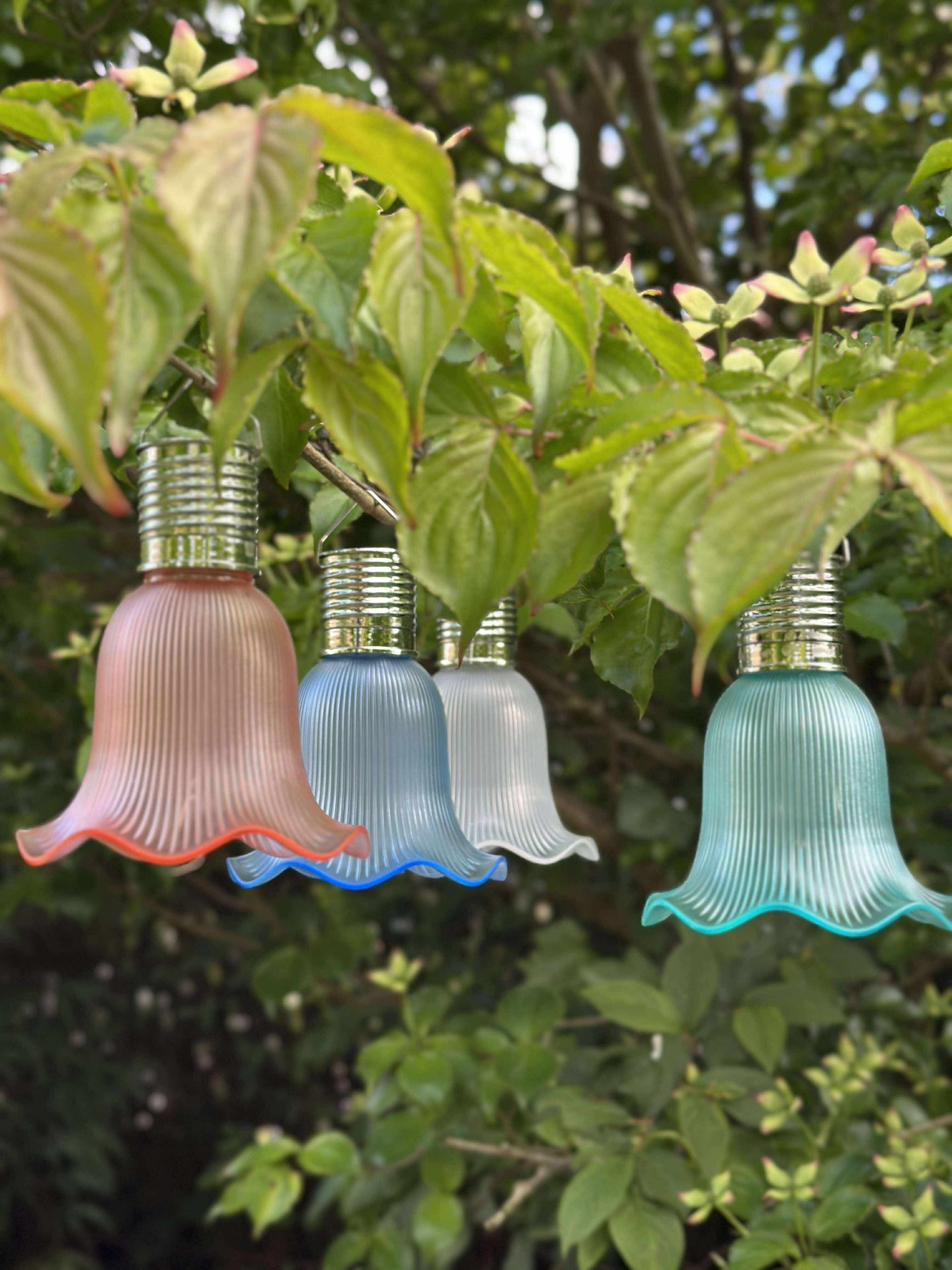 Pendel Flower mit Solarzellen - Aqua