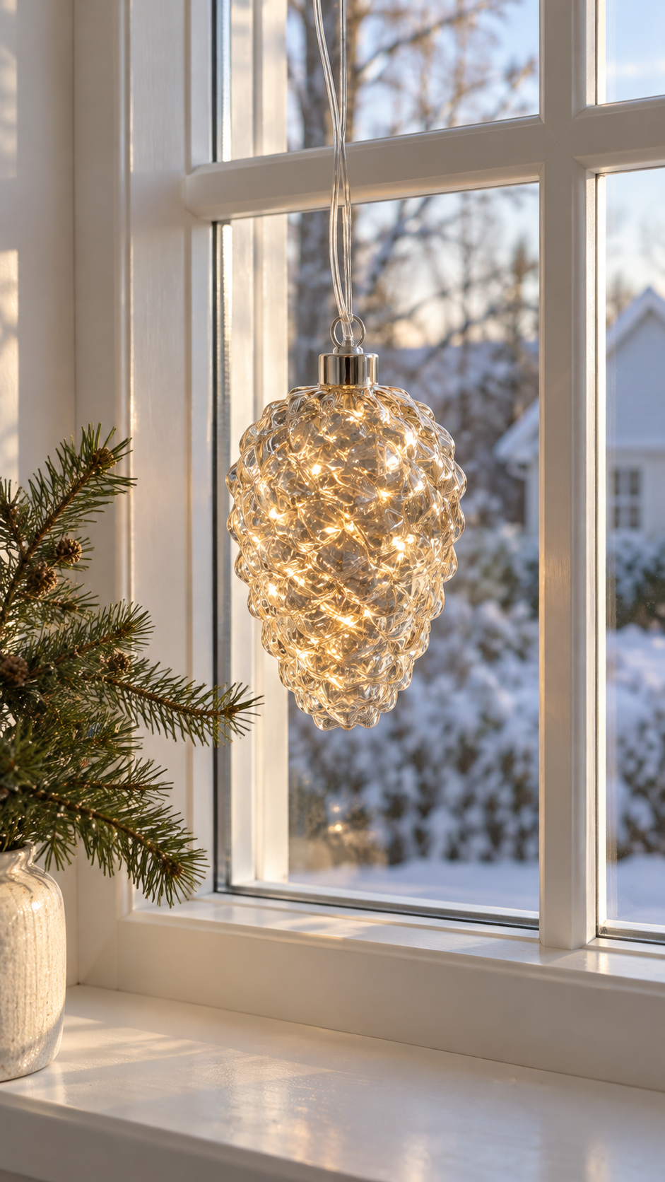 Tannenzapfen mit Licht – Glas-LED-Deko
