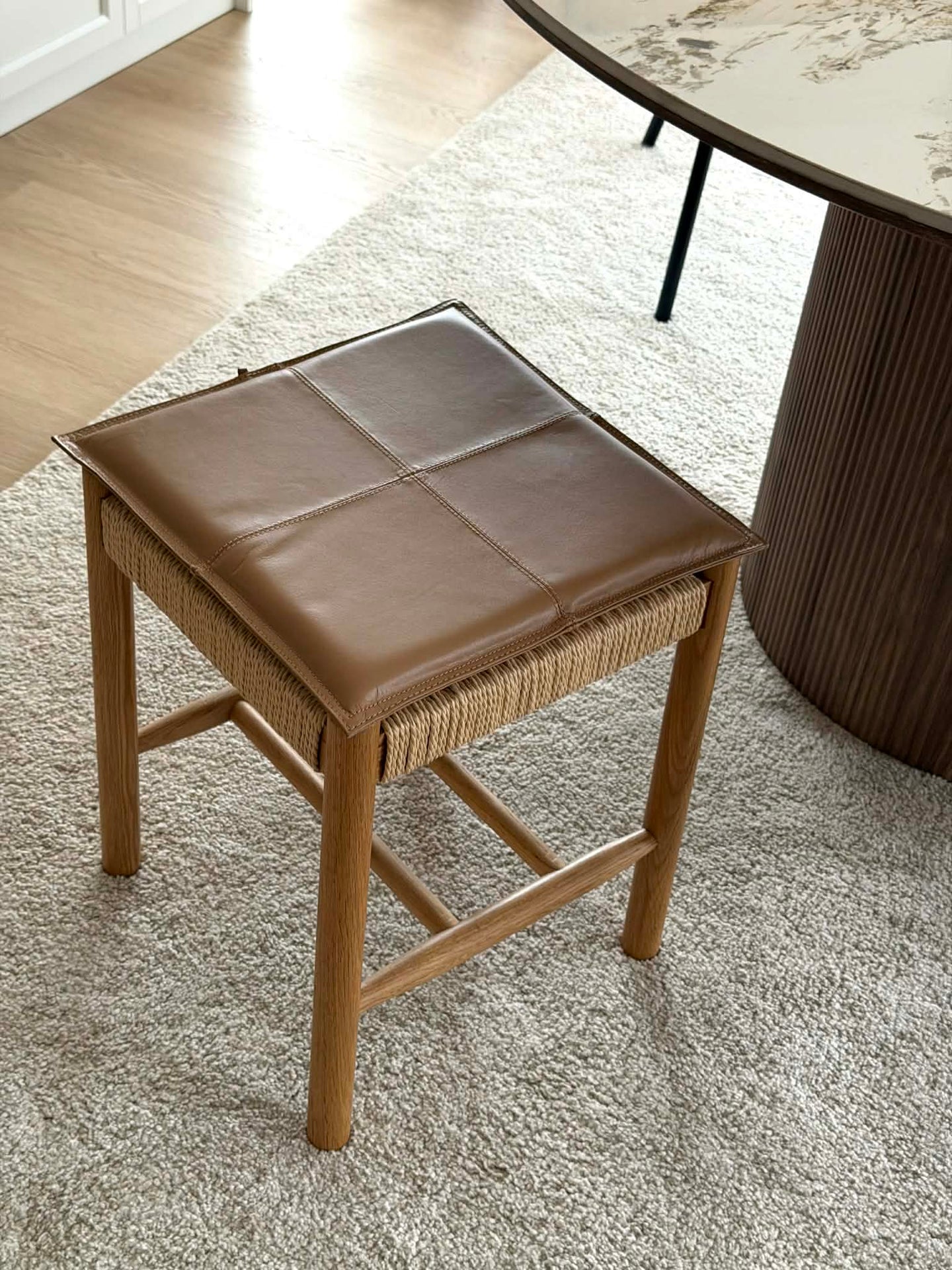 Sitzkissen aus Leder - Hellbraun 38x38 cm