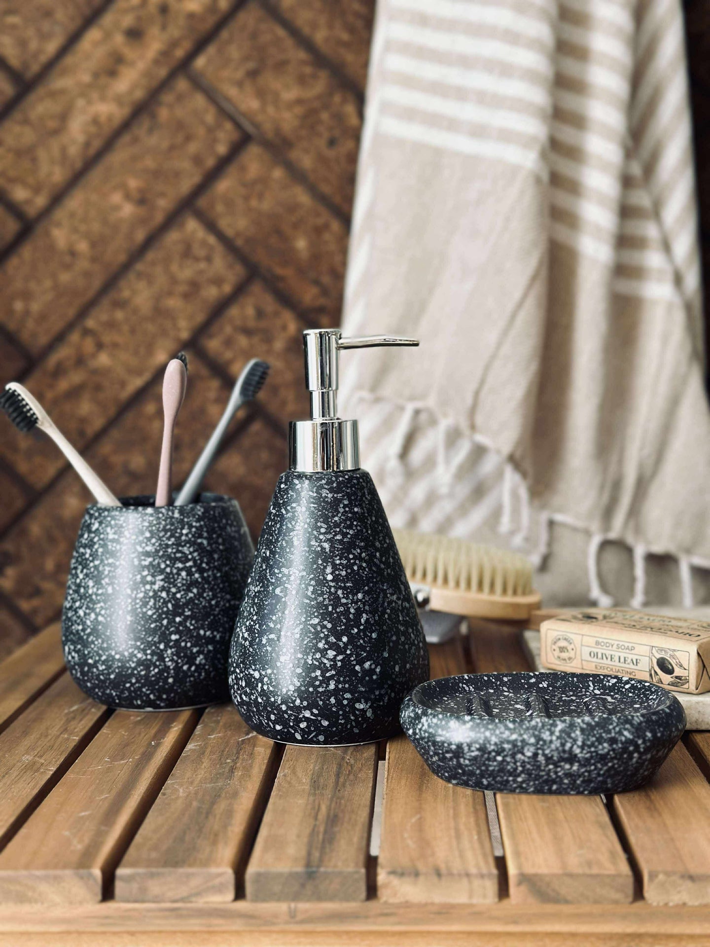 Badezimmer-Set mit 3 Teilen - Stone