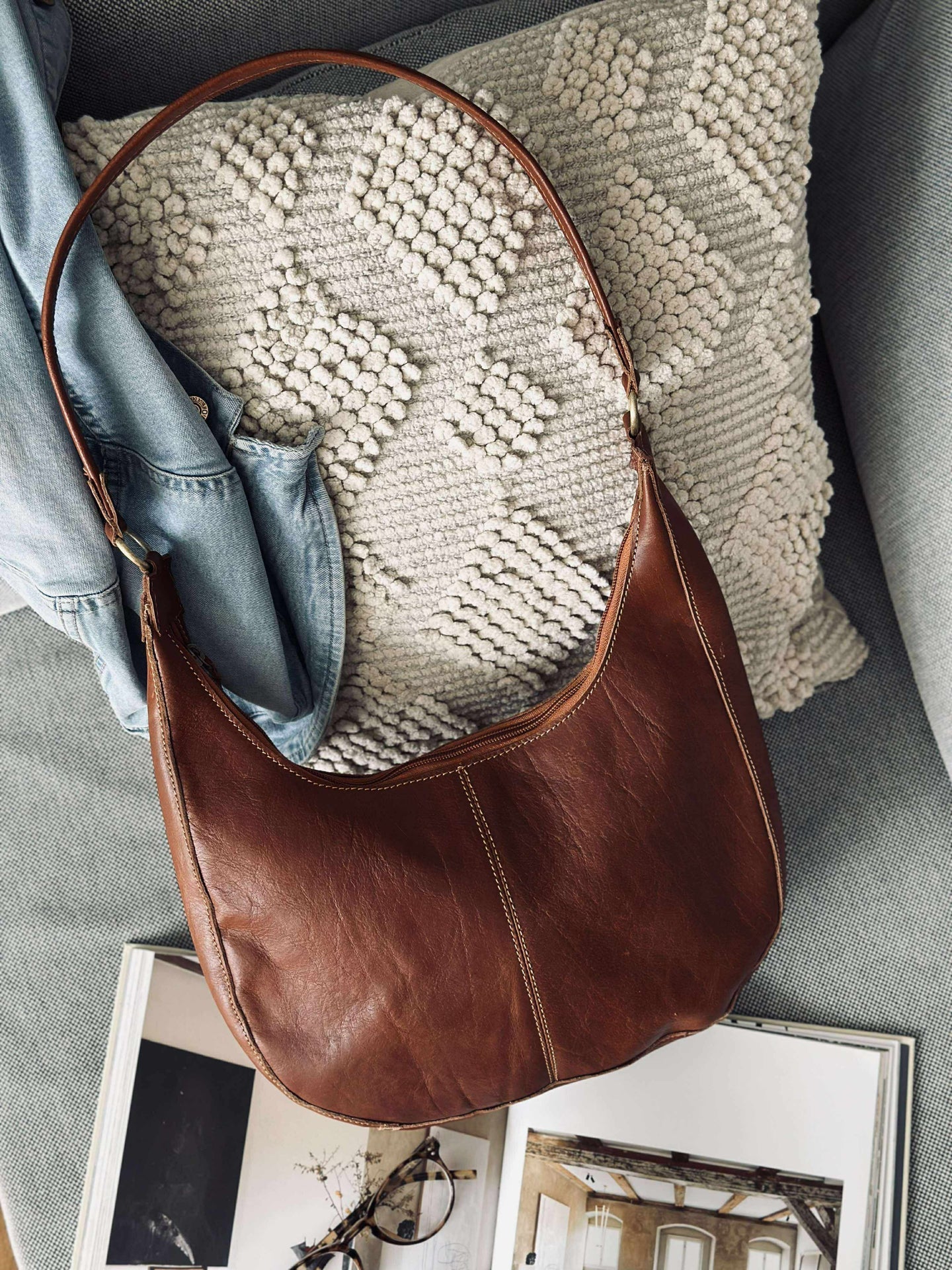 Schultertasche Alicia - Cognac