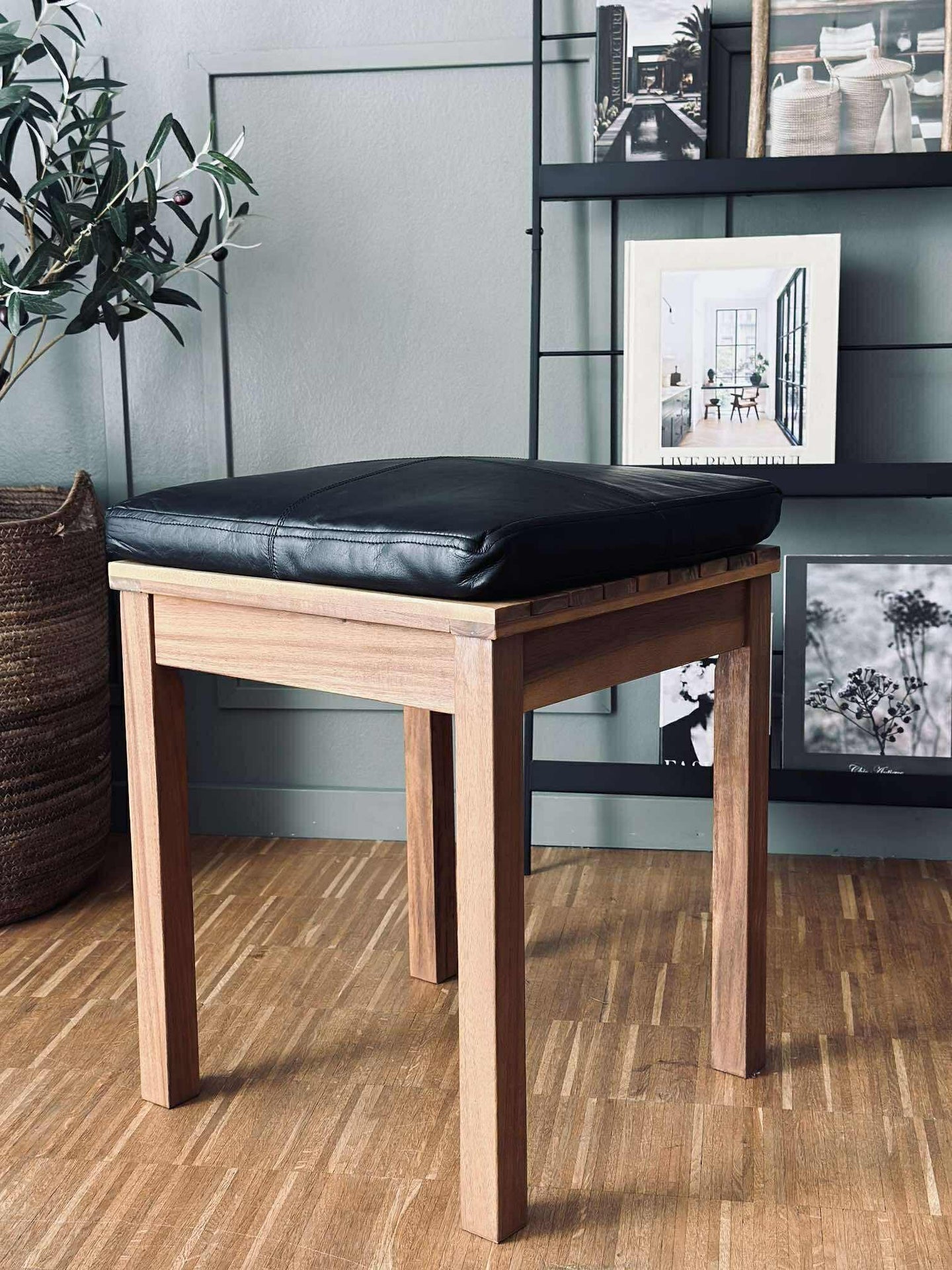 Sitzkissen Tokyo aus Leder - 40x40 Schwarz