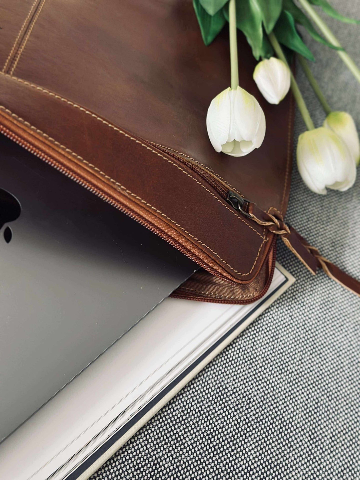 Laptop-Sleeve - Cognac Büffelleder
