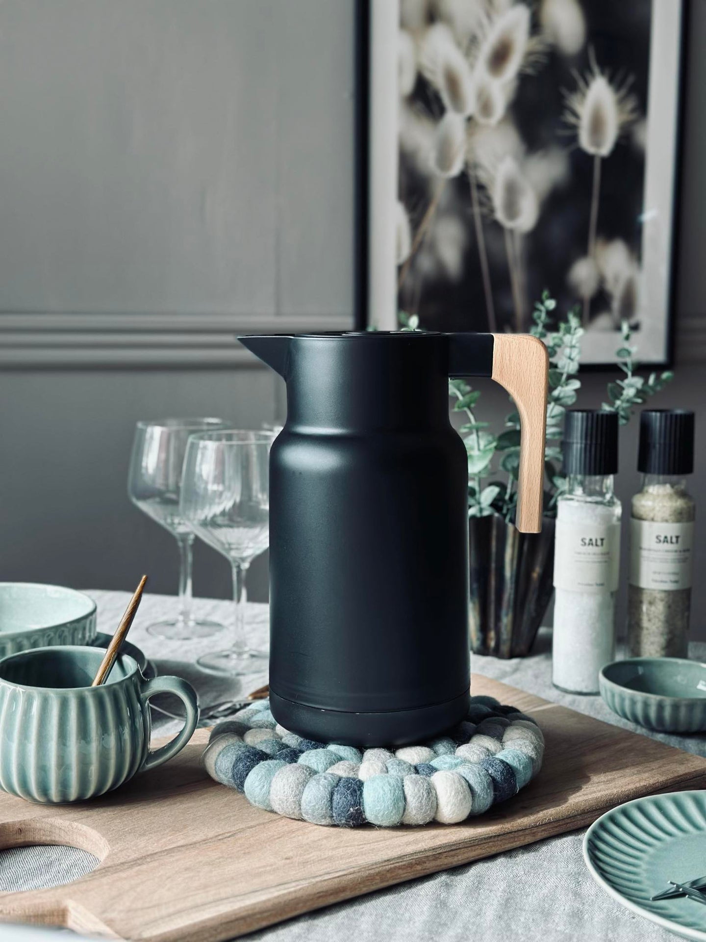 Tischuntersetzer DOTS - Blau-Mix Wolle