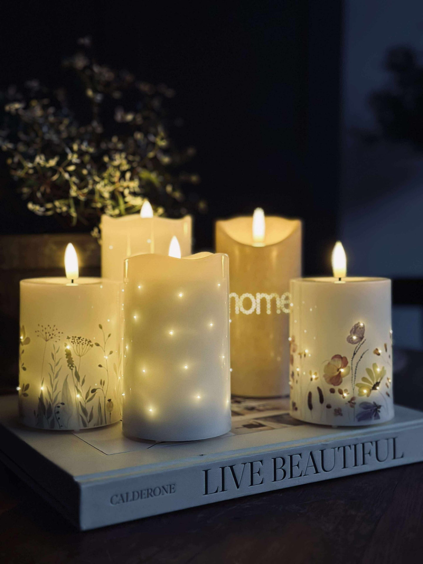 LED-Blockkerze Twinkle wild flora