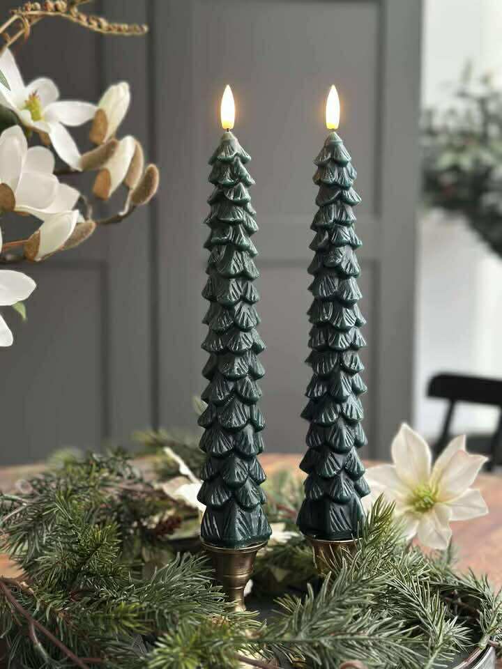 LED-Stumpenkerzen 2 Stk. - Tannenbaum
