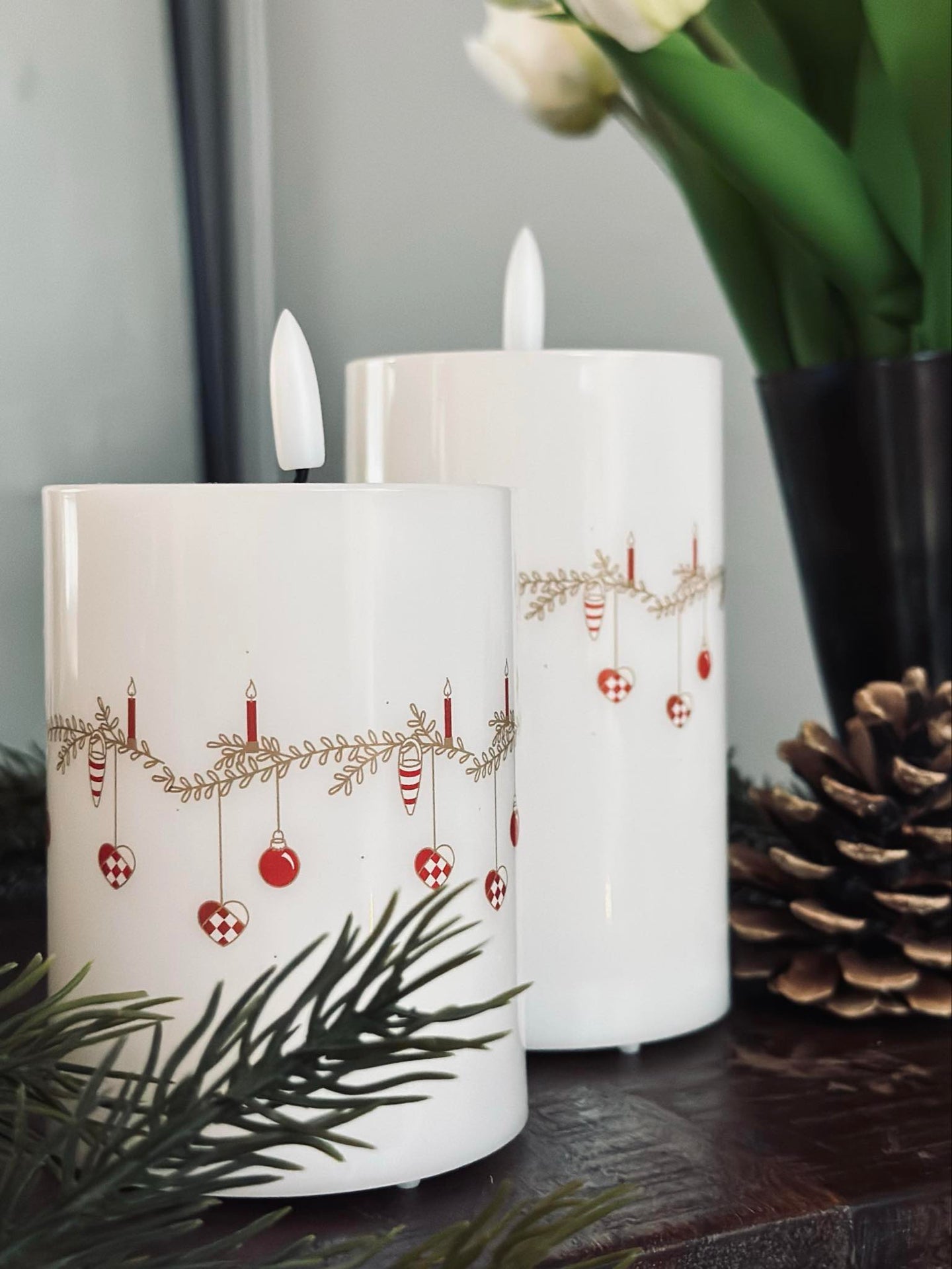 LED Blockkerzen TWINKLE CHRISTMAS - Set mit 2 Stück.