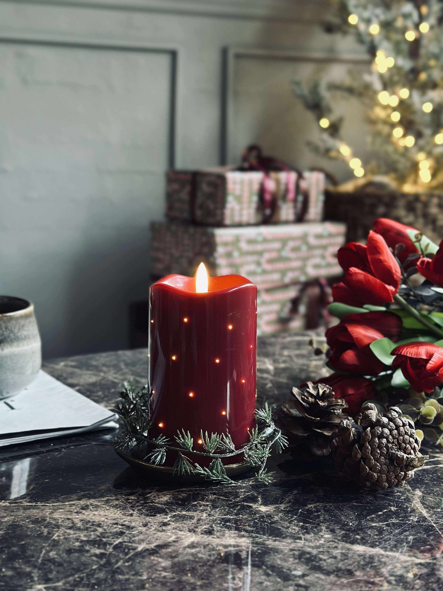 LED-Blockkerze JUL TWINKLE - 12,5 cm