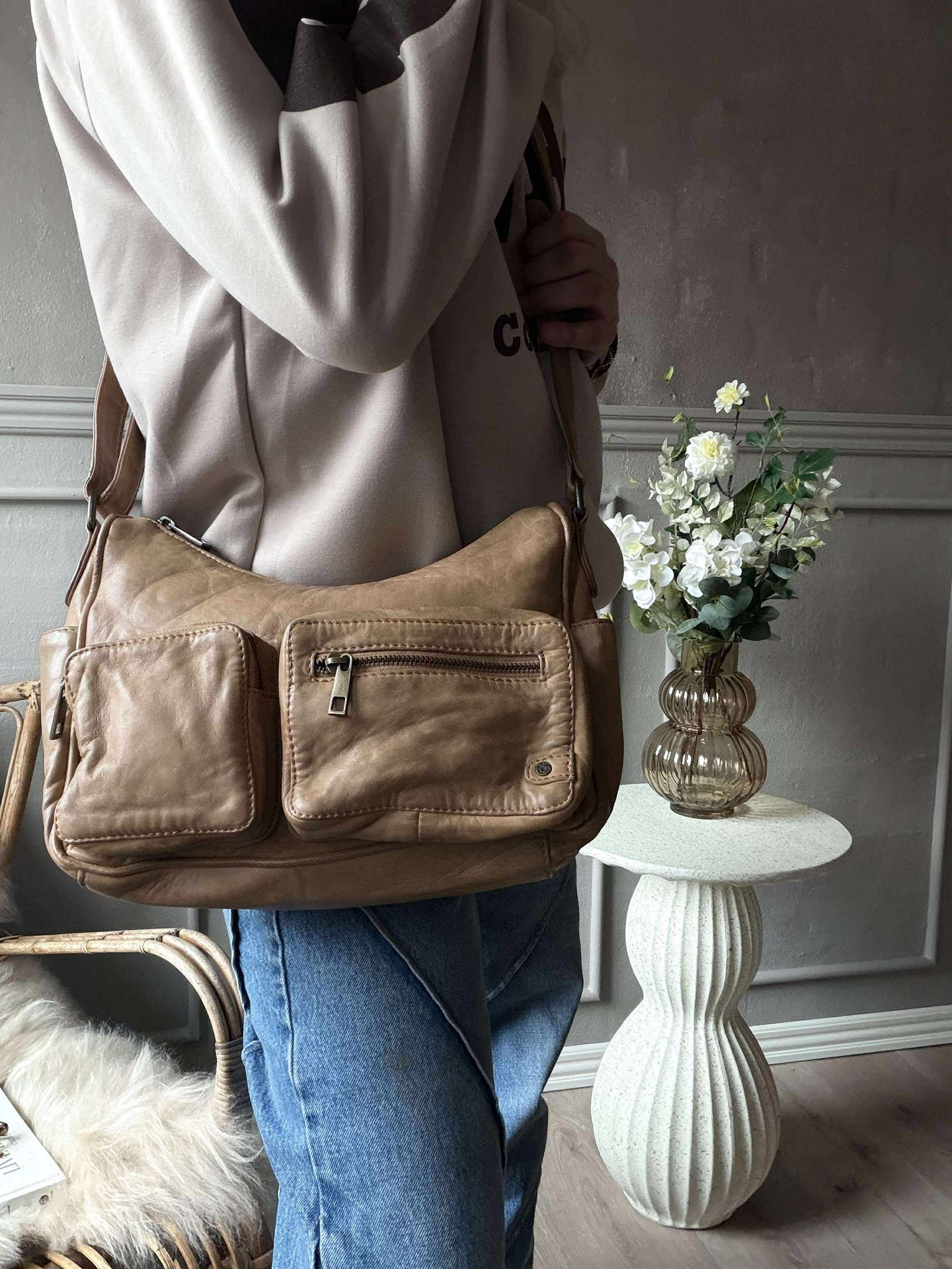 Schultertasche Sienna - Camel