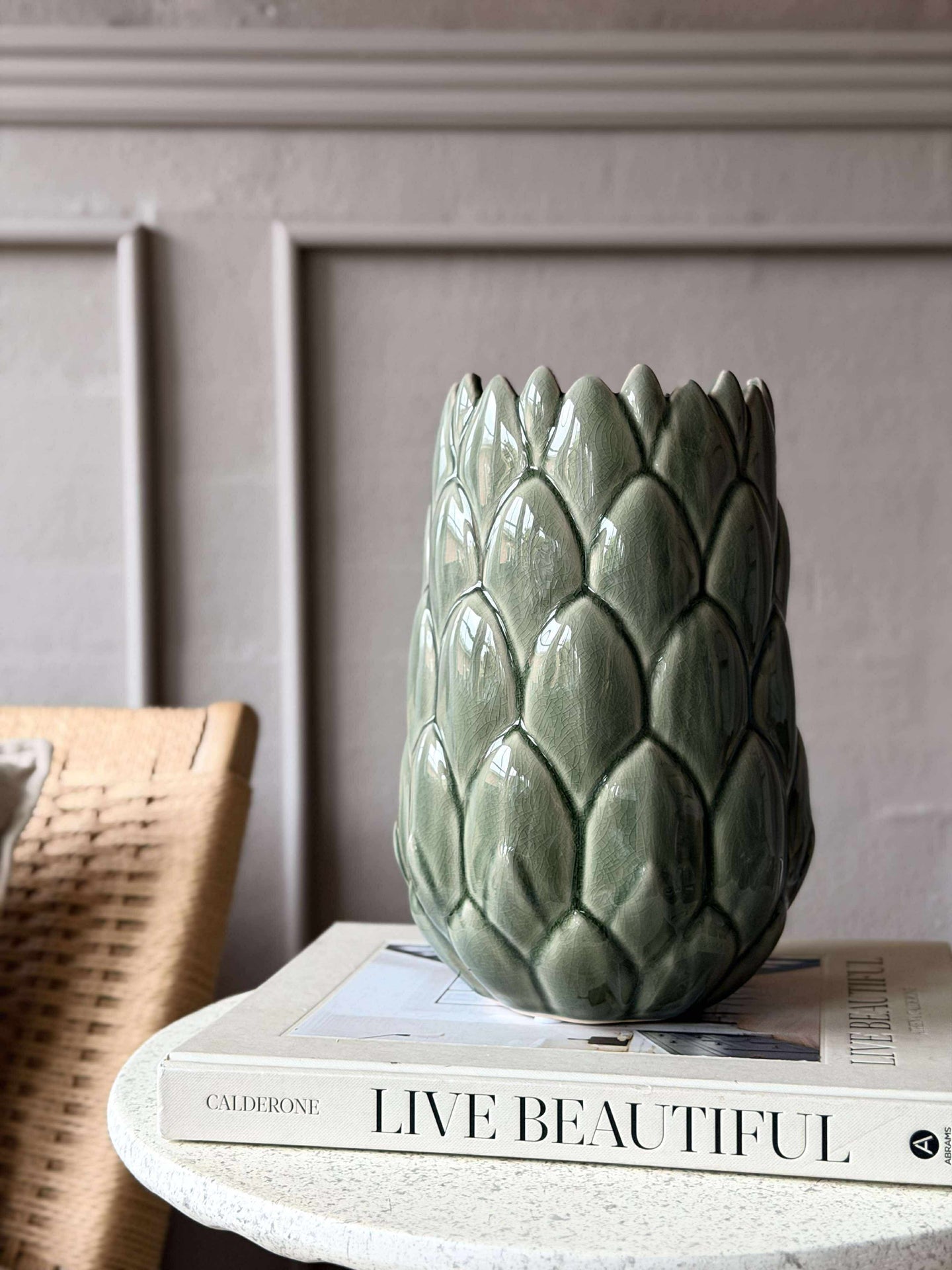 Vase Steingut - Grün