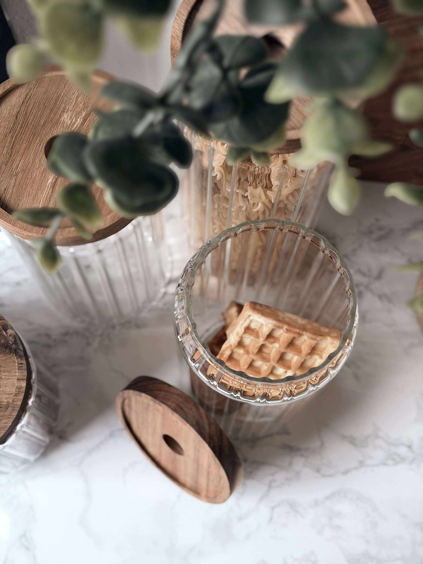 Aufbewahrungsgläser mit Holzdeckel - Set mit 5 Stück