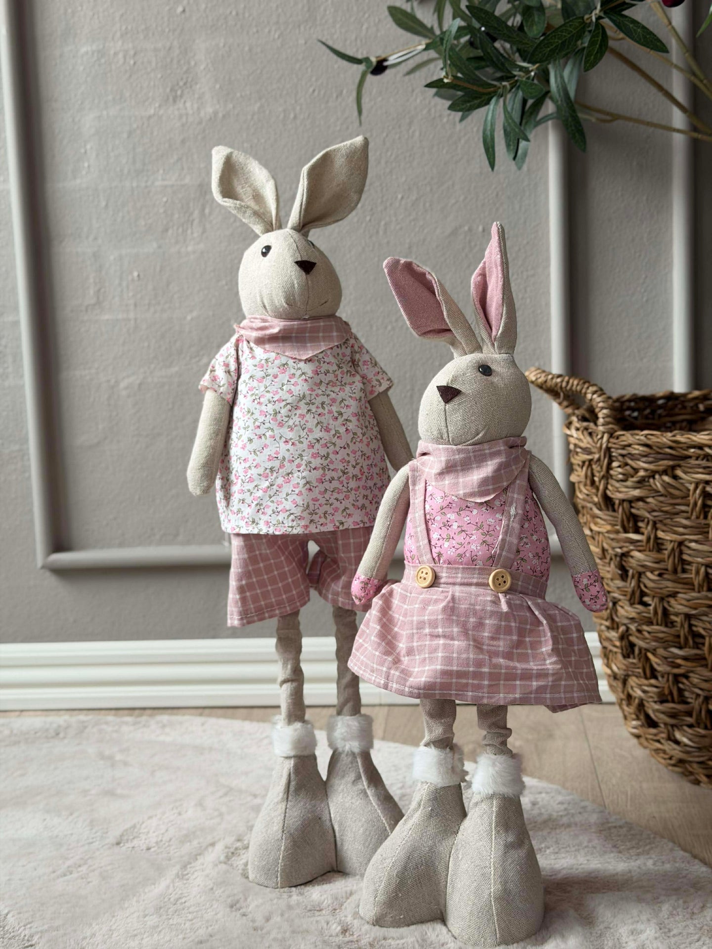 Deko-Hase mit Teleskopbeinen 58 cm - MIX