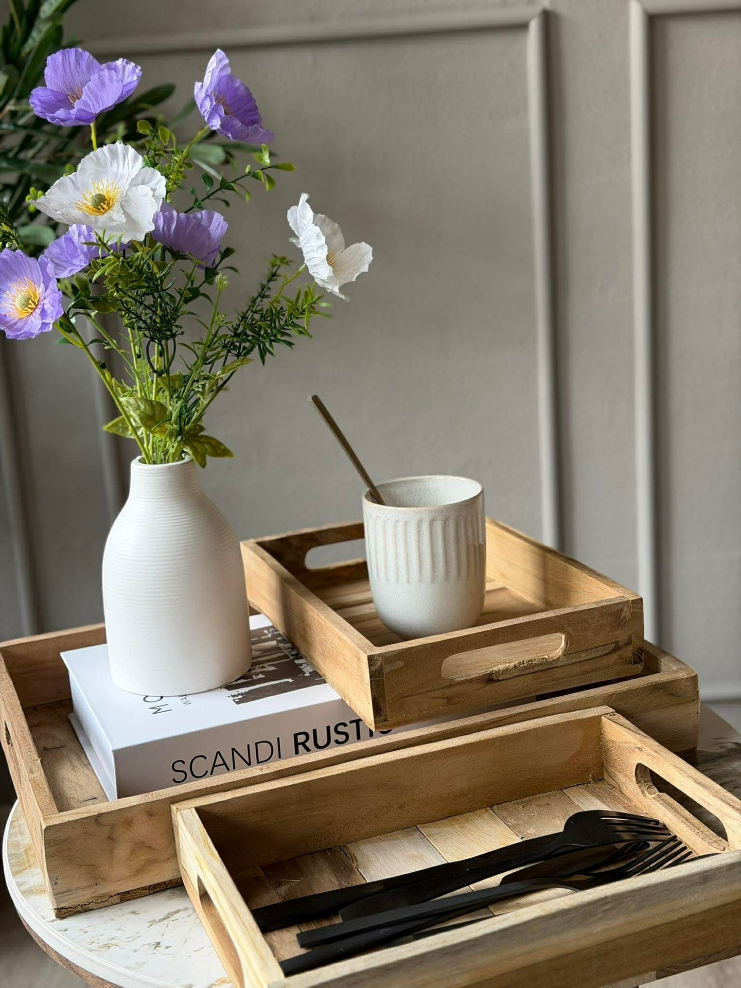 Tablett Teak - Set mit 3 Stück