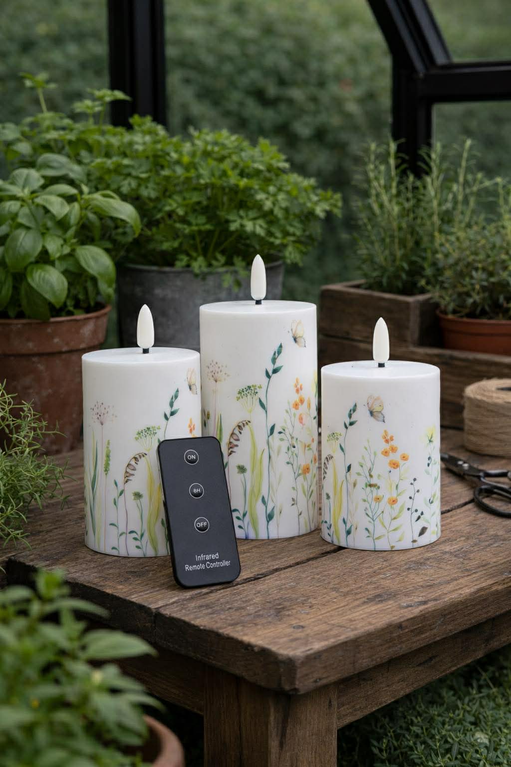 Außen-Stumpenkerzen Wild Flower - Set mit 3 Stück
