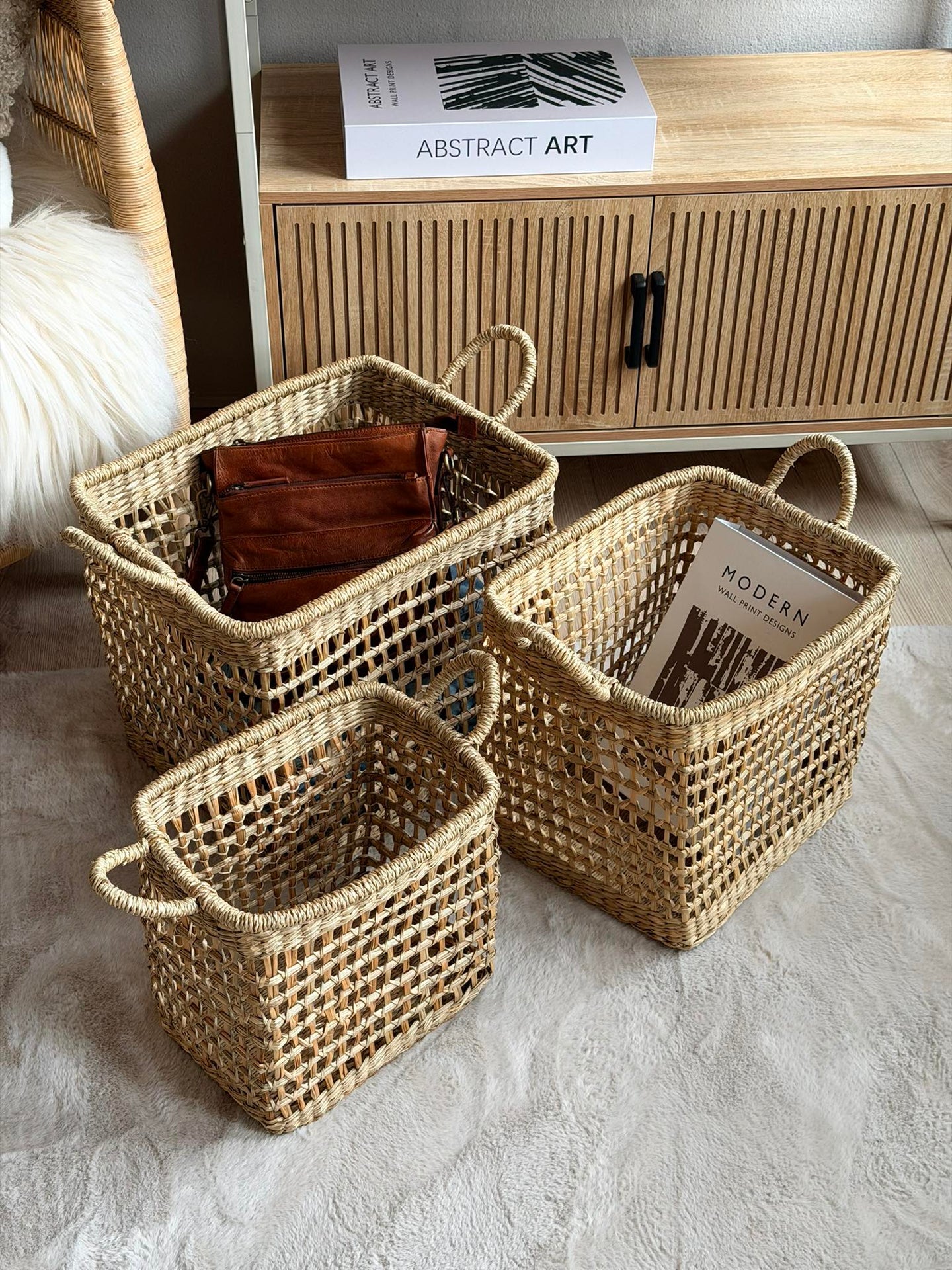 Korbset aus Seegras - 3 Stk