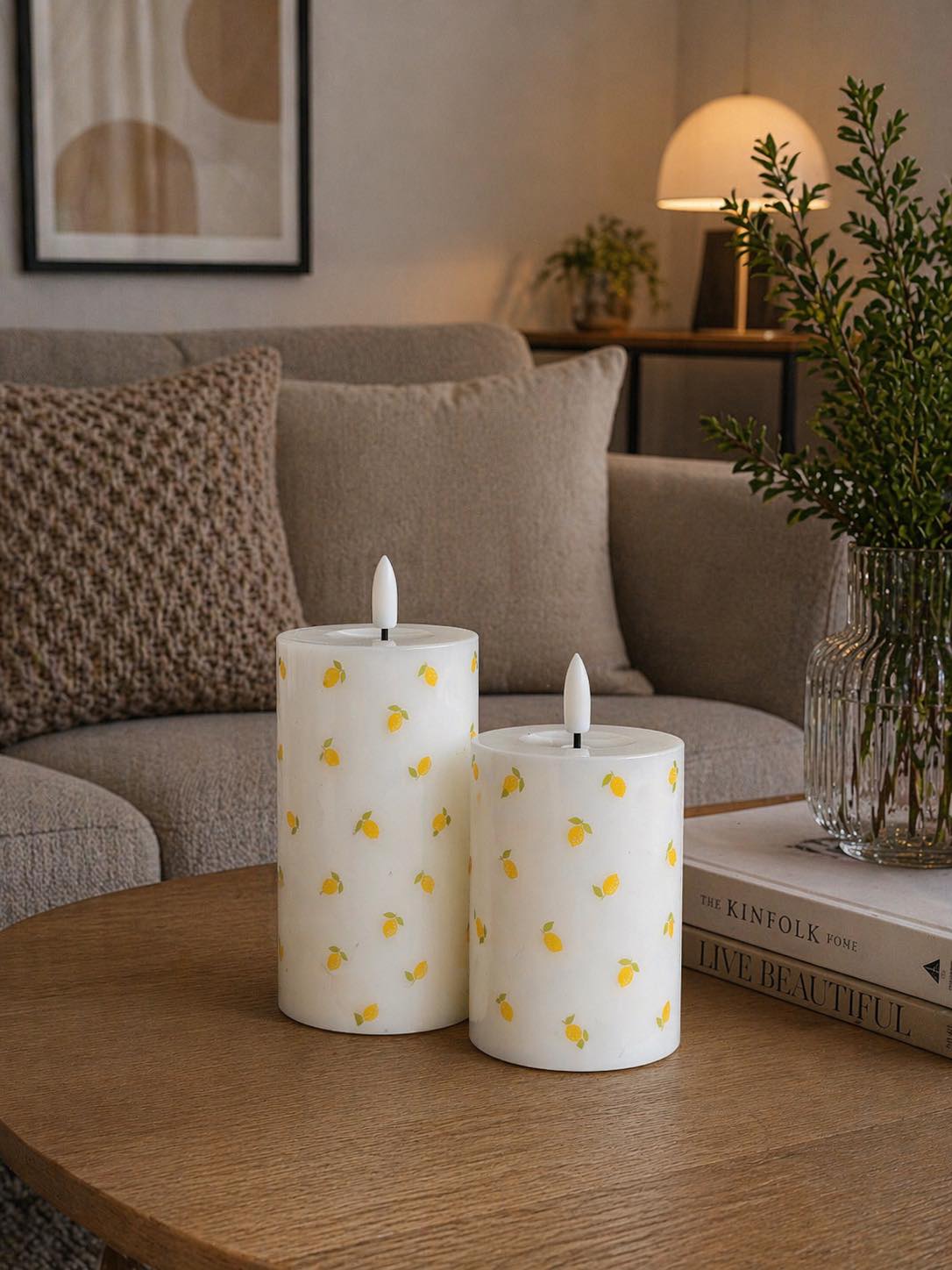 LED-Blockkerzen TWINKLE Citrus - Set mit 2 Stk