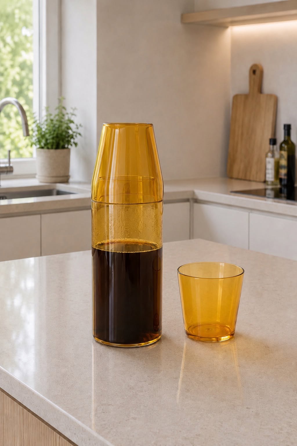 Nine Milk Glas + Karaffe - Gelb