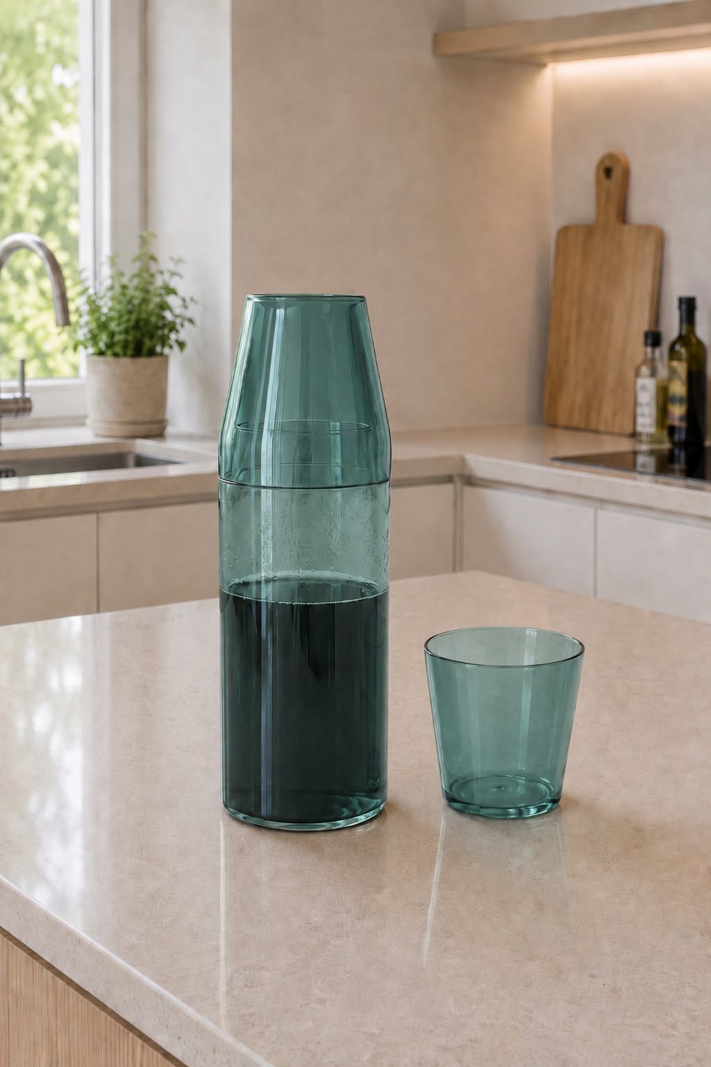 Nine Milk Glas + Karaffe - AQUA