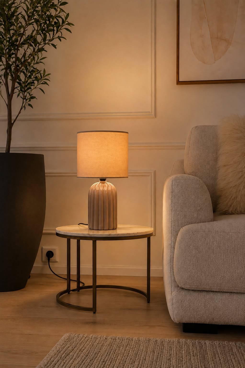 Tischlampe Taupe