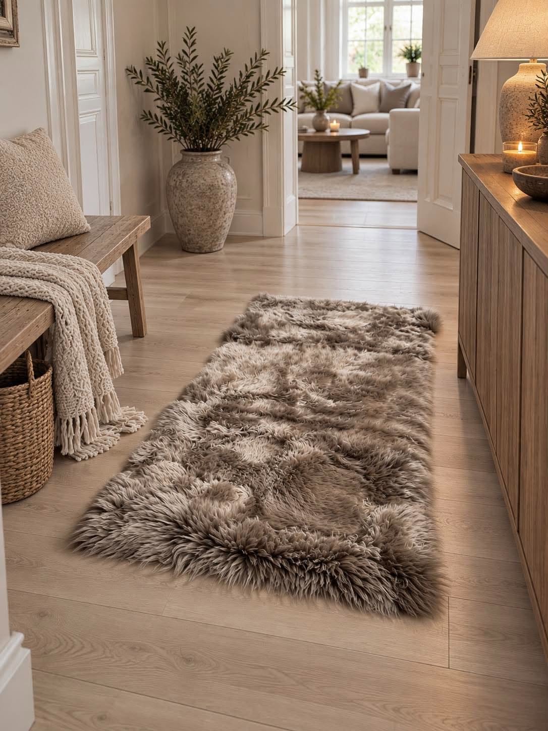 Teppich aus Lammfell - 70x140 Mocca