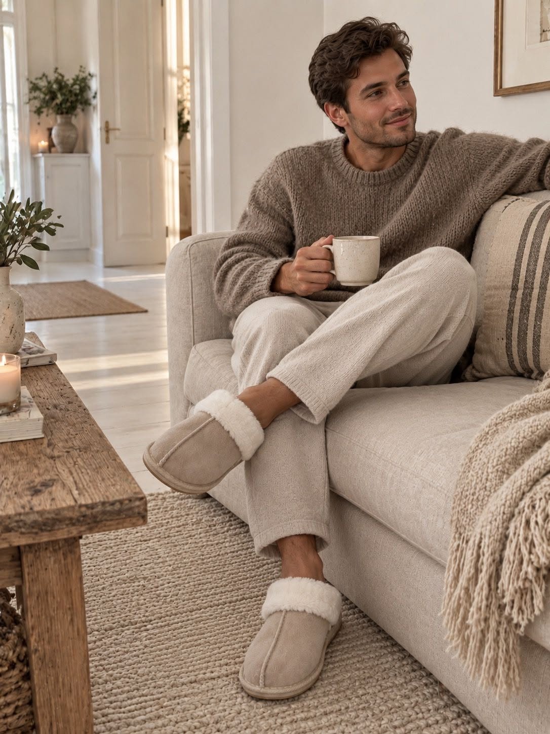 Hausschuhe Beige / Weiß