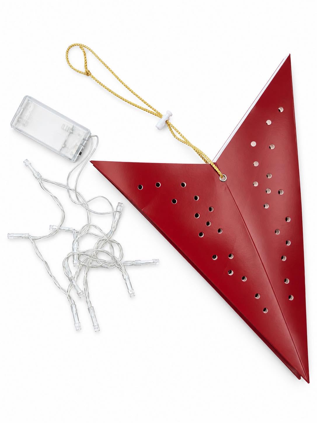 Stjerne med led lys - Rød 60 cm