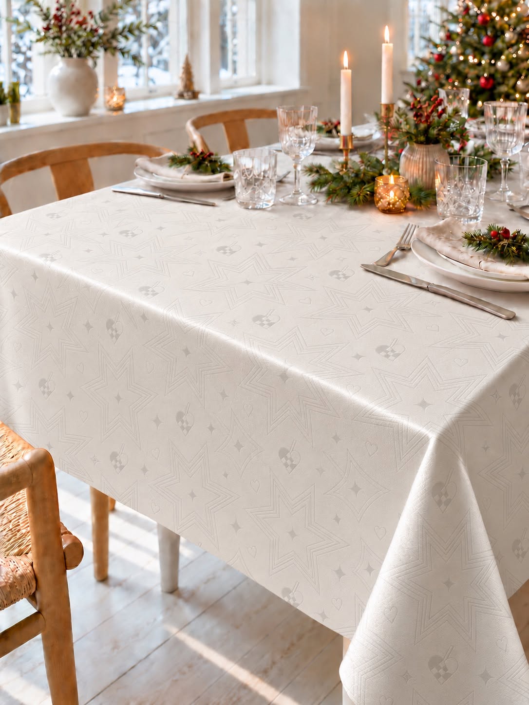 Weihnachtstischdecke Jacquard - 240cm