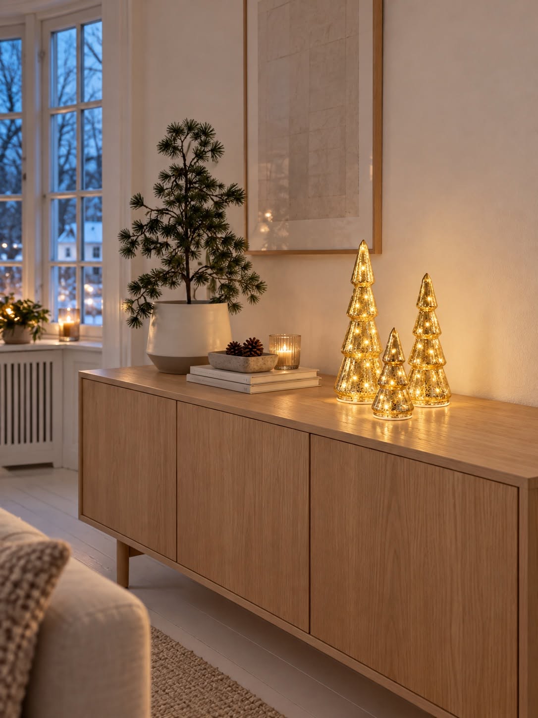 Weihnachtsbäume mit LED-Licht - Set mit 3 Größen