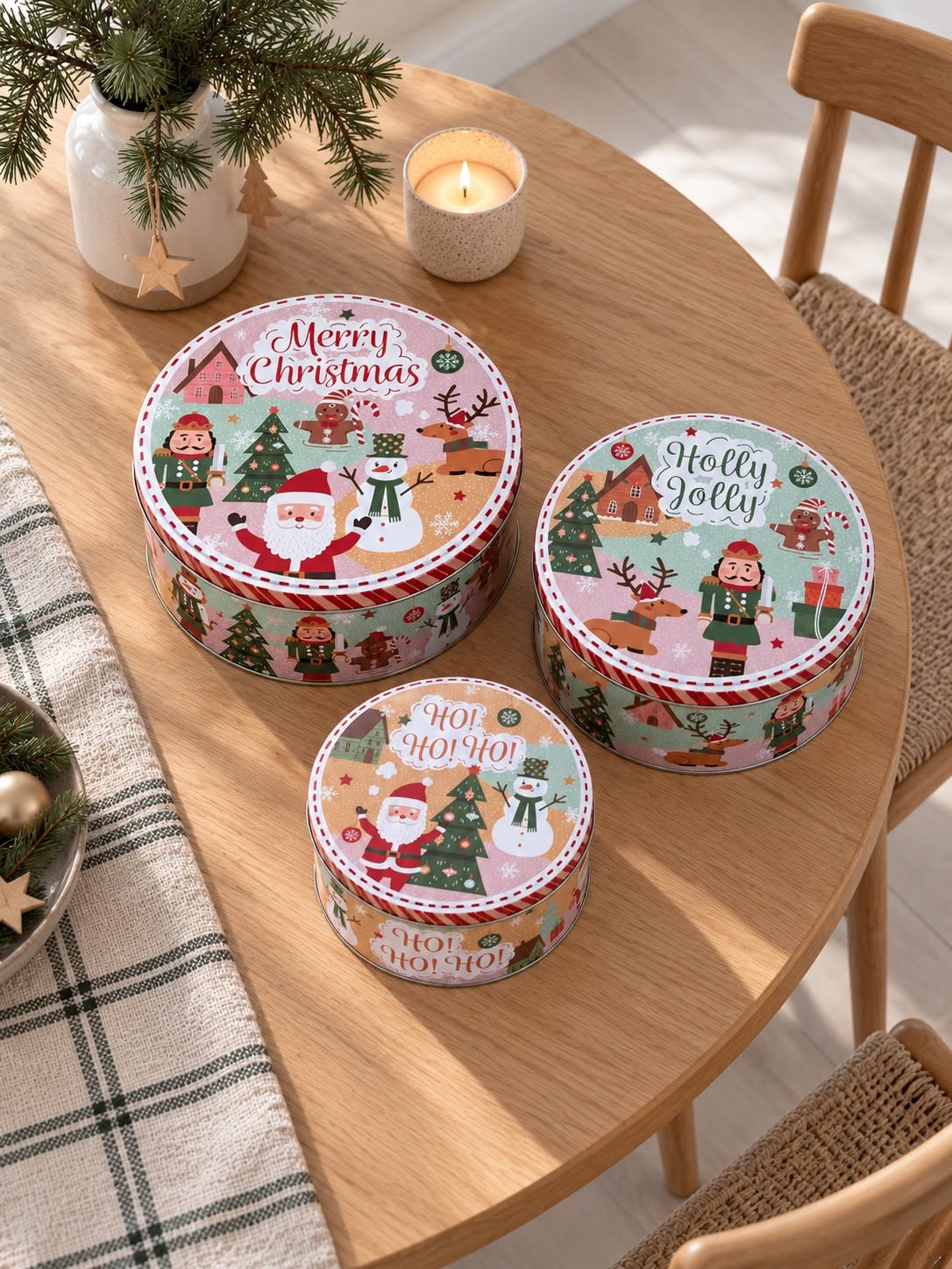 Set mit 3 Keksdosen – Weihnachtsmotiv
