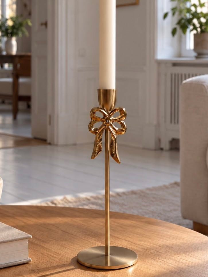 Kerzenständer aus Aluminium mit Schleife