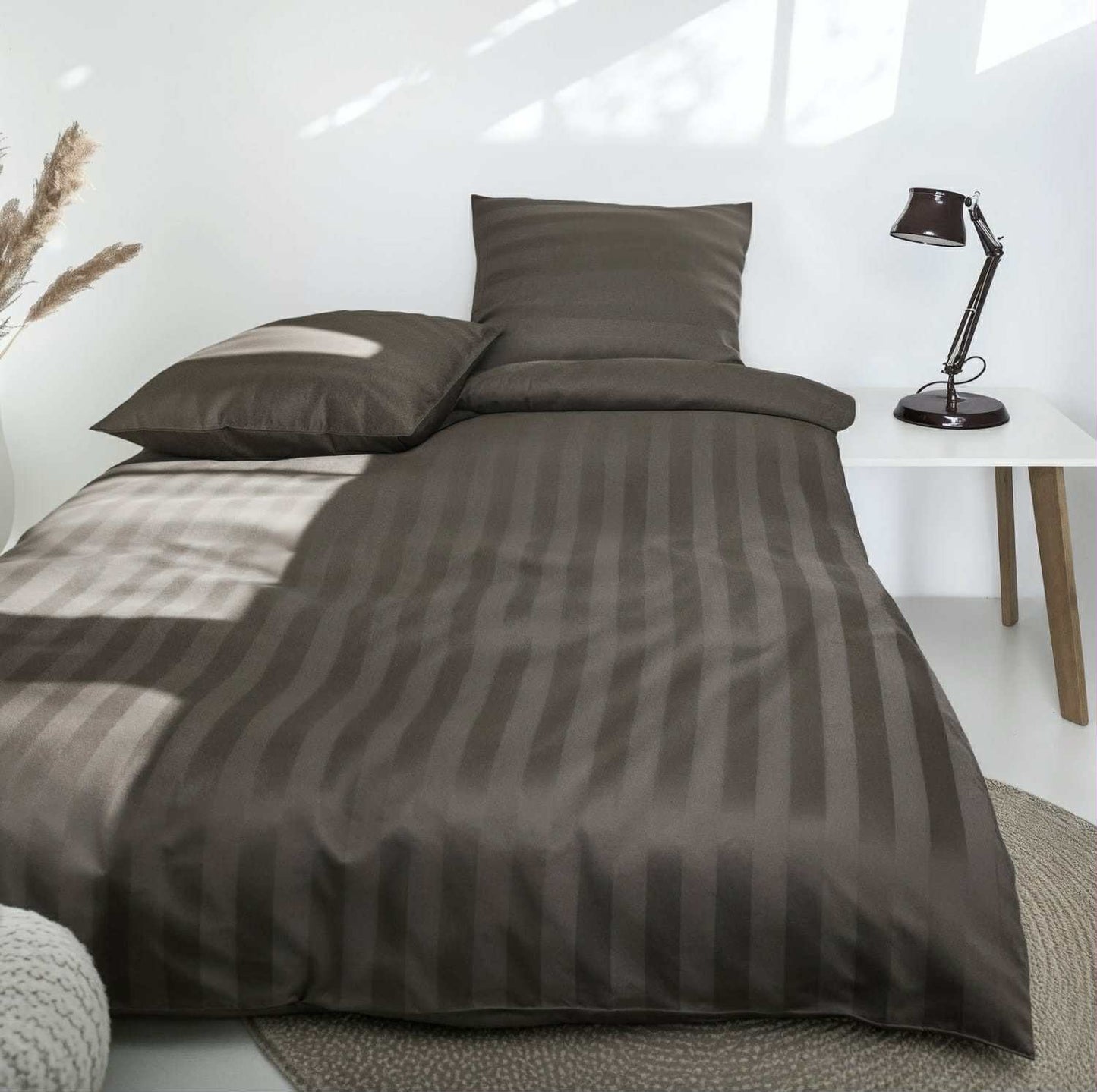 Bambus-Satin-Bettwäsche, Hell Mokka, 140x200 - 63x60