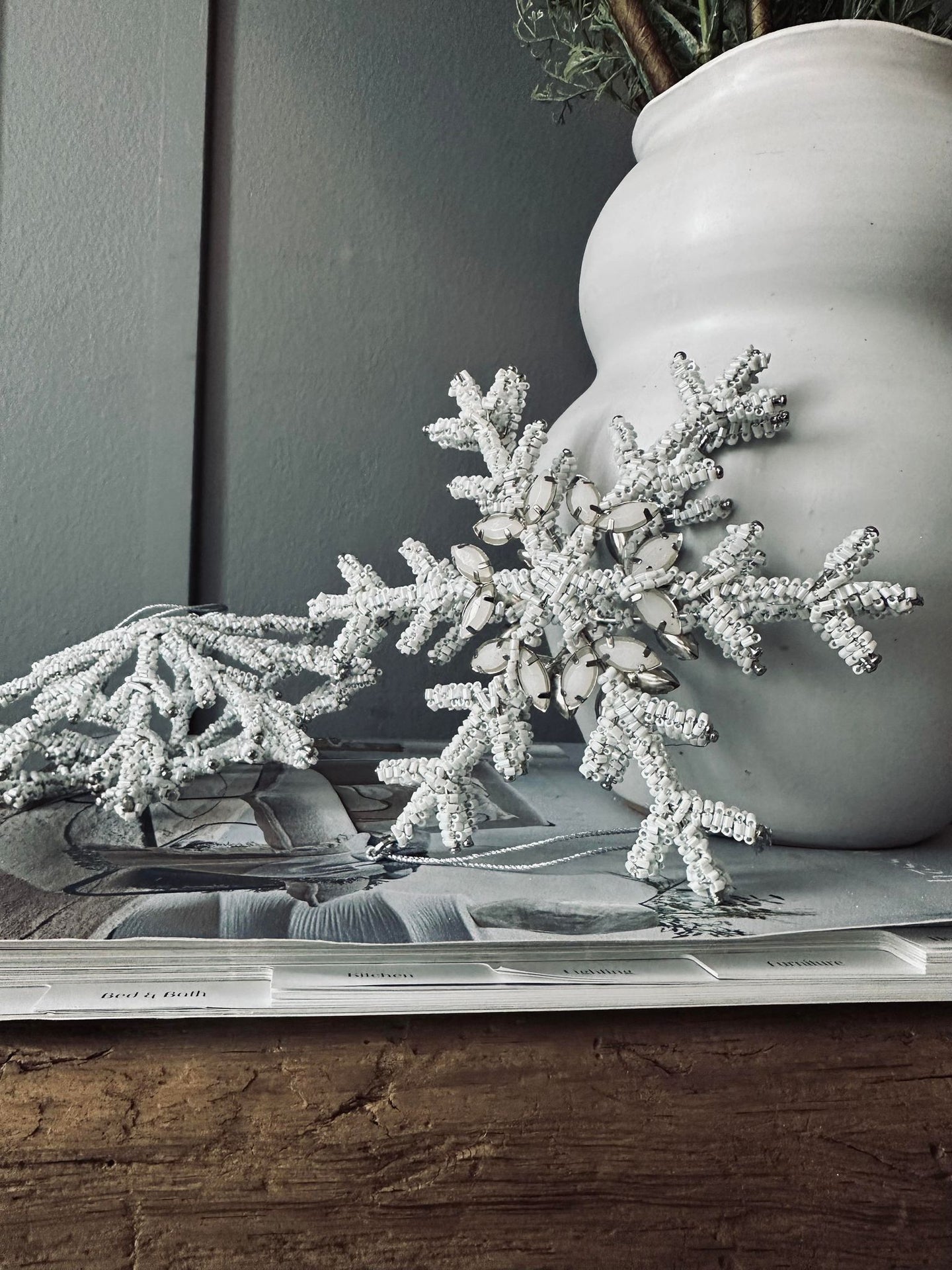 Weihnachtsanhänger silver / white mix