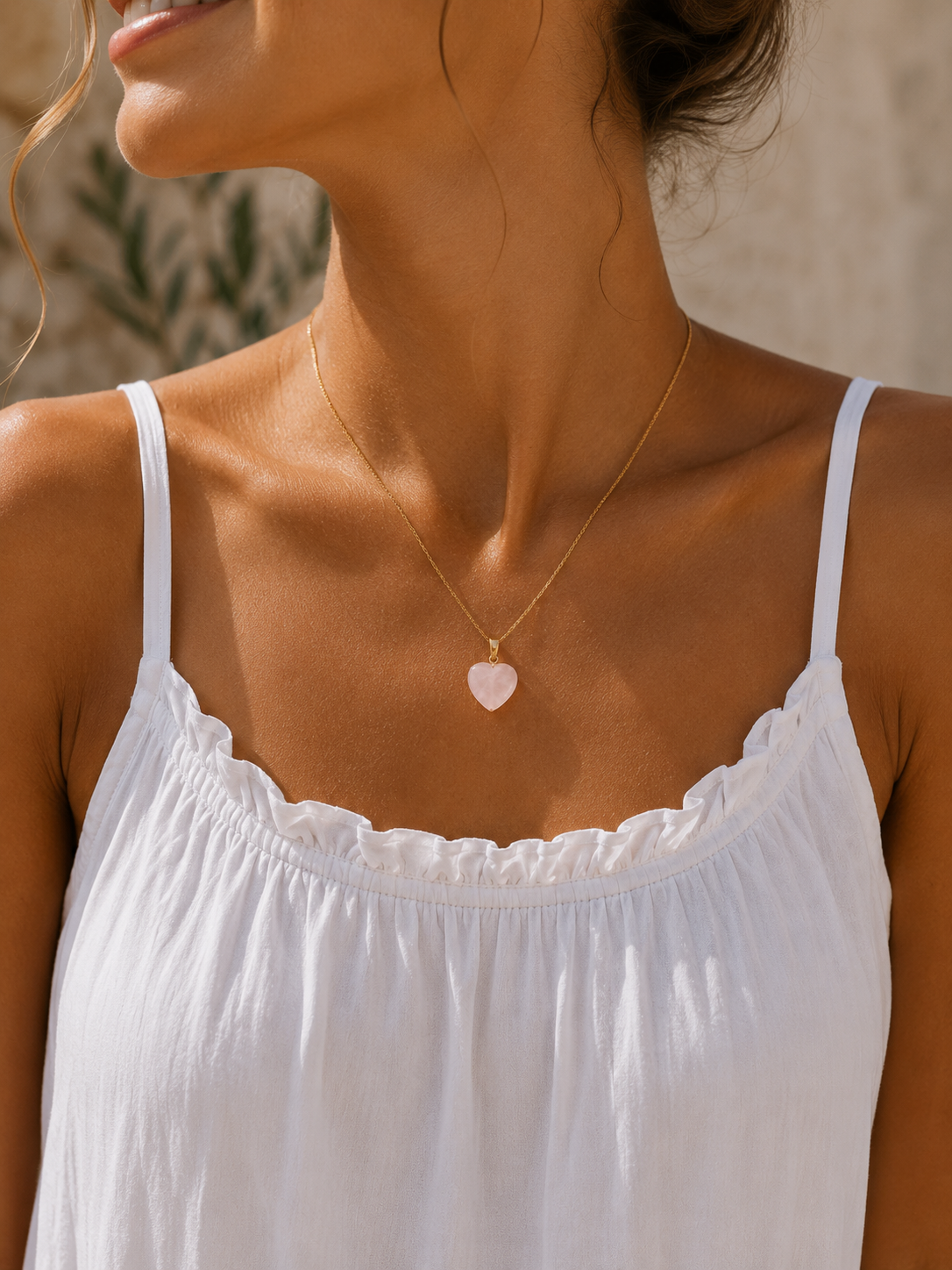 Laia Halskette Naturstein/Herz - Soft Pink