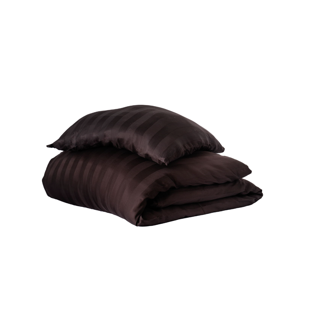Bambus-Satin-Bettwäsche, braun, 140x200 - 63x60