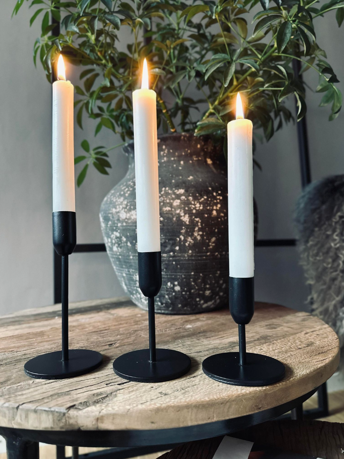 Kerzenhalter-Set 3 Stk. für Stabkerzen – Black Mindy